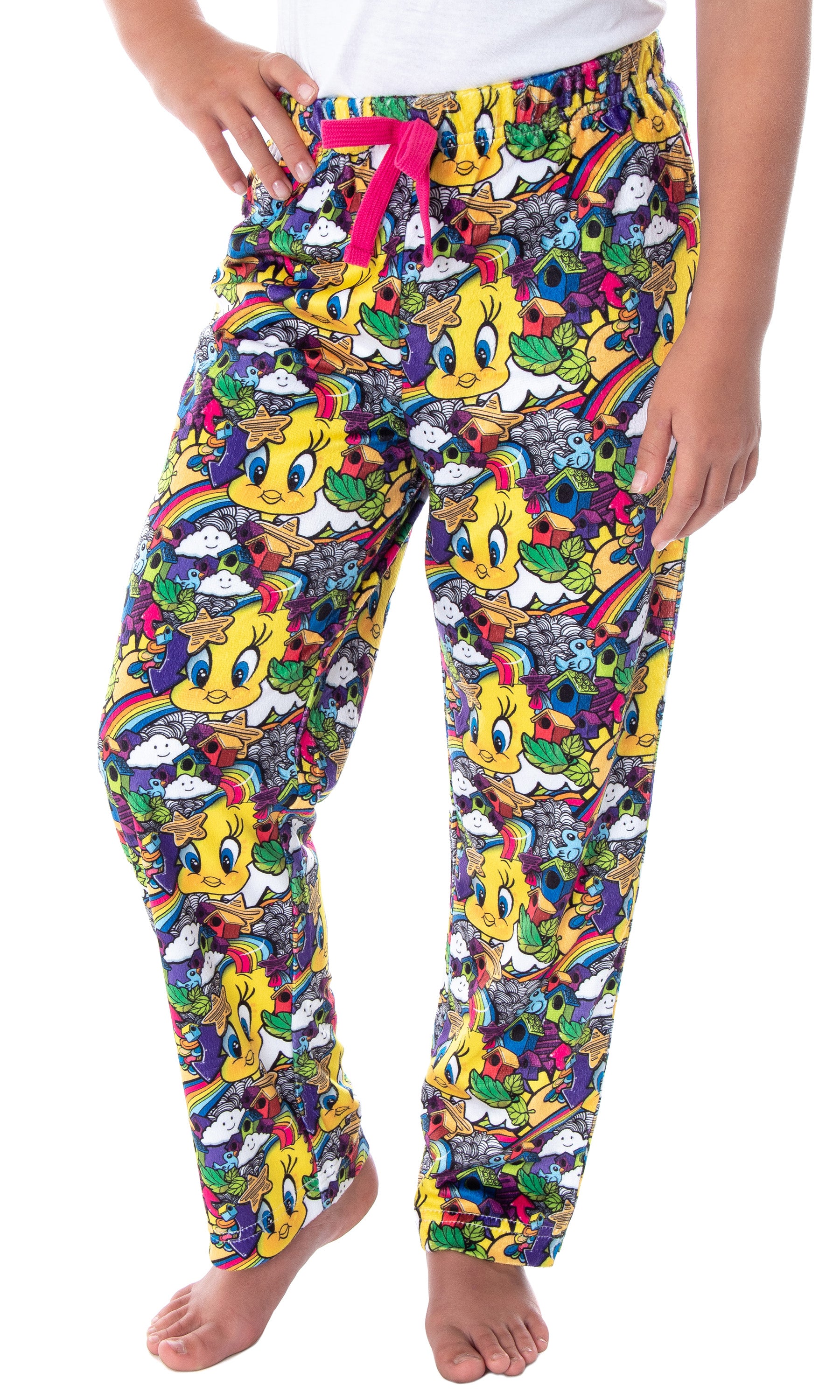 Looney Tunes Girls' Tweety Bird Pattern Velvety Soft Lounge Pajama Pants