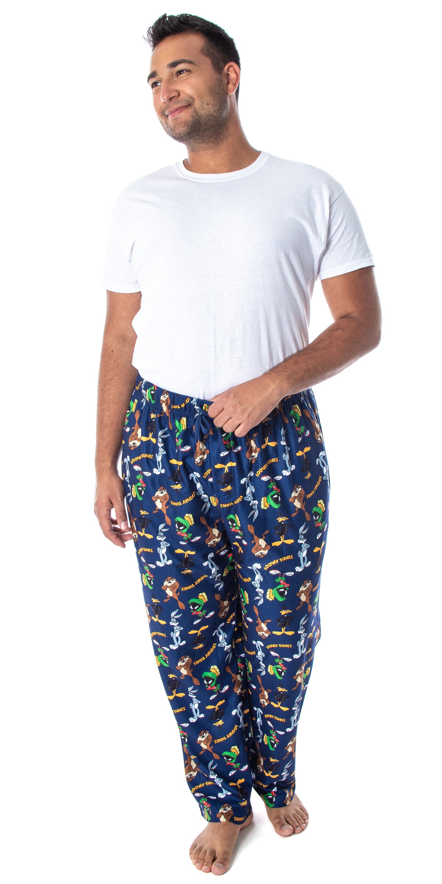 Looney Tunes Men's Daffy Duck Bugs Bunny Taz Marvin Martian Allover Toss Print Lounge Sleep Pajama Pants