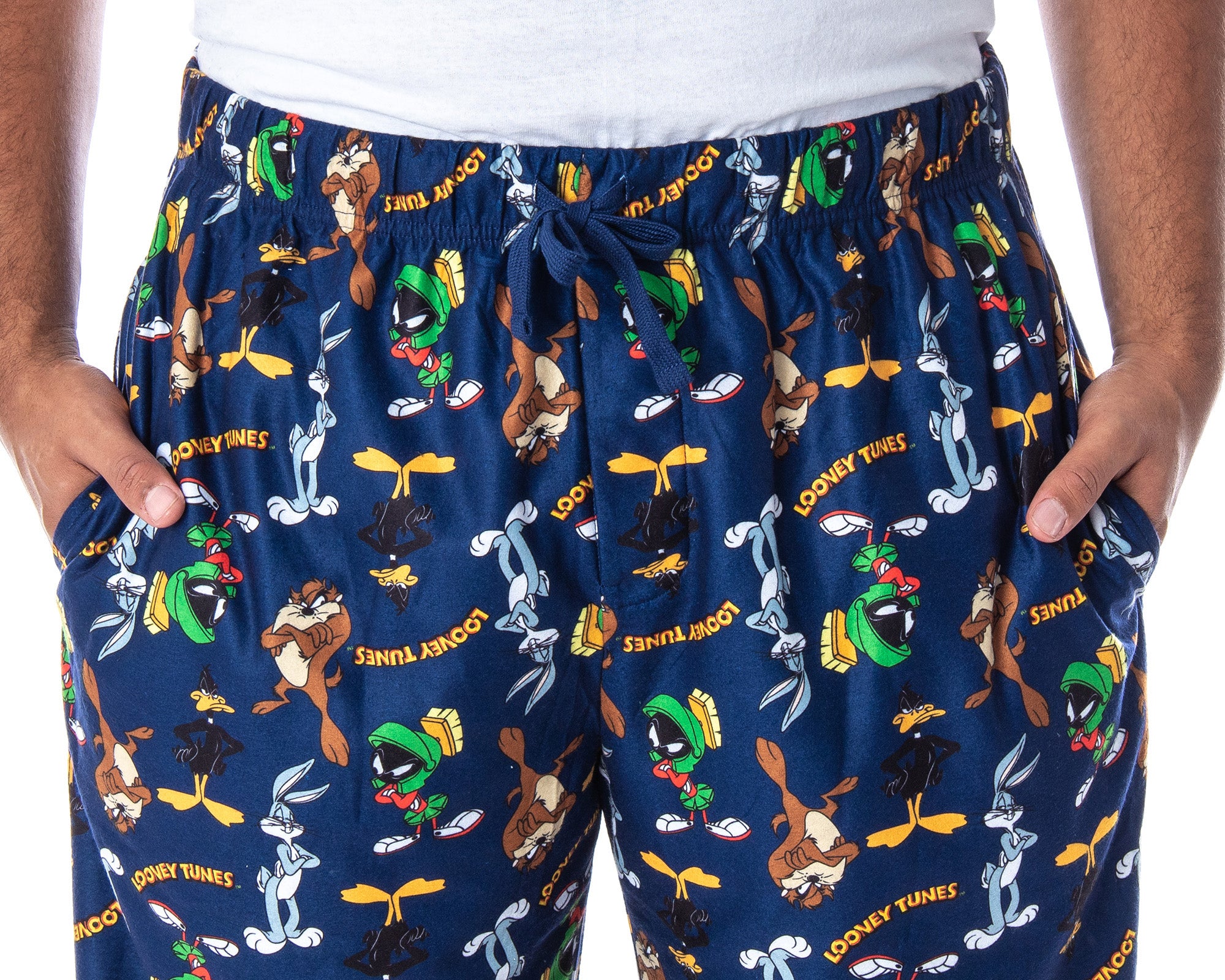 Looney Tunes Men's Daffy Duck Bugs Bunny Taz Marvin Martian Allover Toss Print Lounge Sleep Pajama Pants