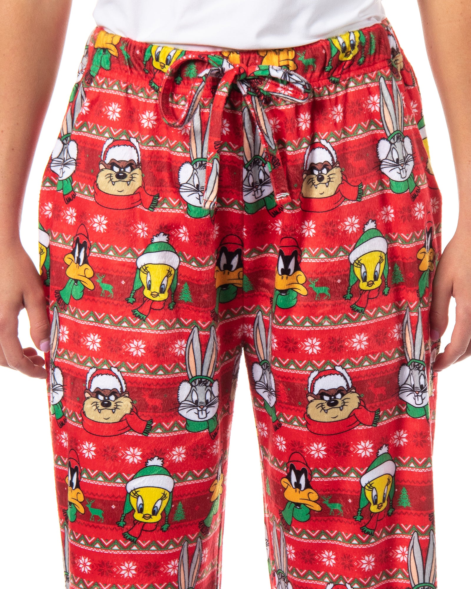 Looney Tunes Womens' Christmas Character Santa Bugs Taz Daffy Pajama Pants