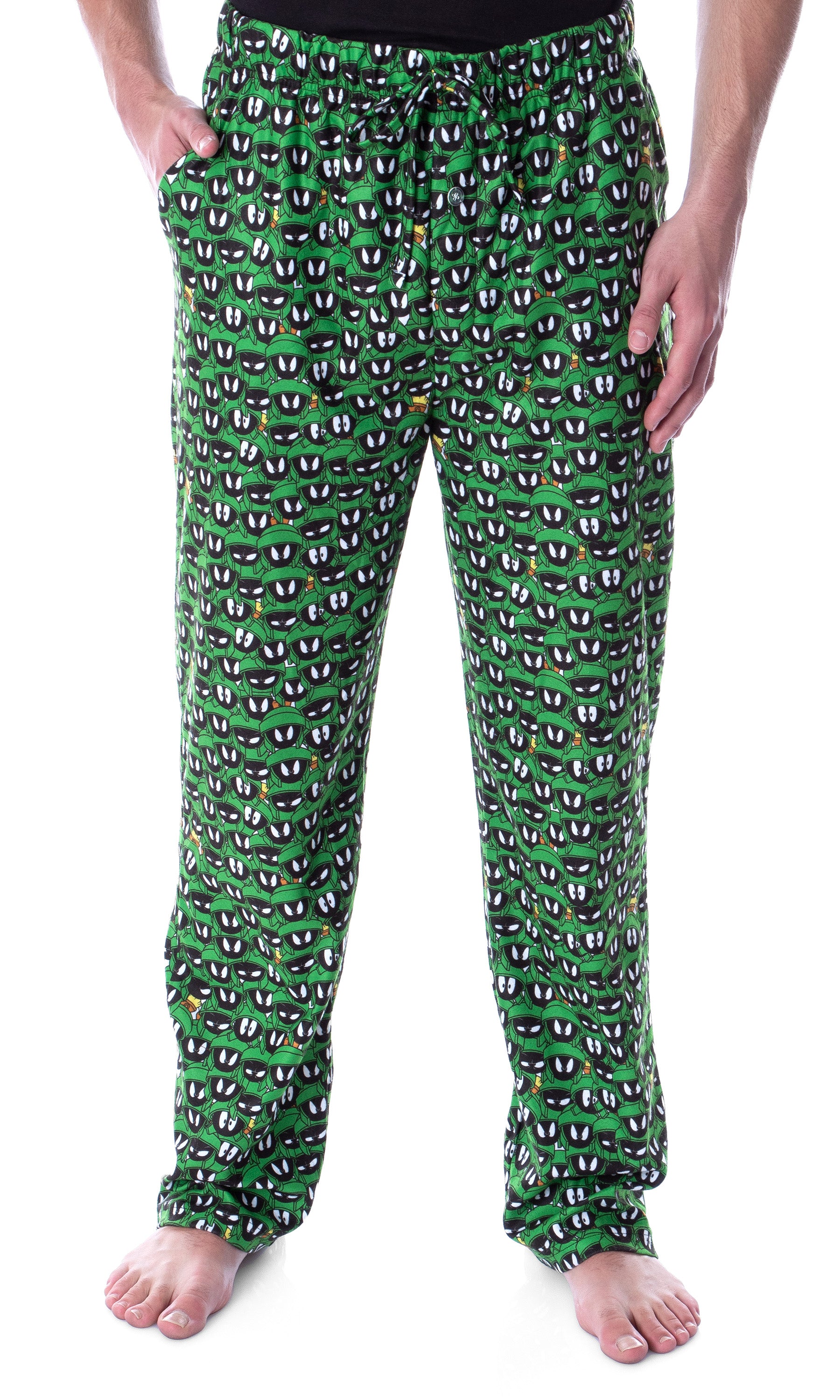 Looney Tunes Men's Marvin The Martian Allover Character Head Pajama Pants