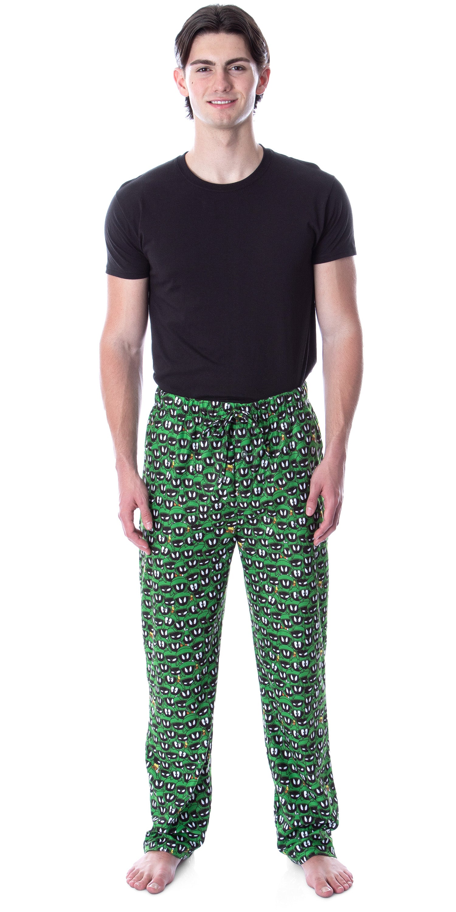 Looney Tunes Men's Marvin The Martian Allover Character Head Pajama Pants