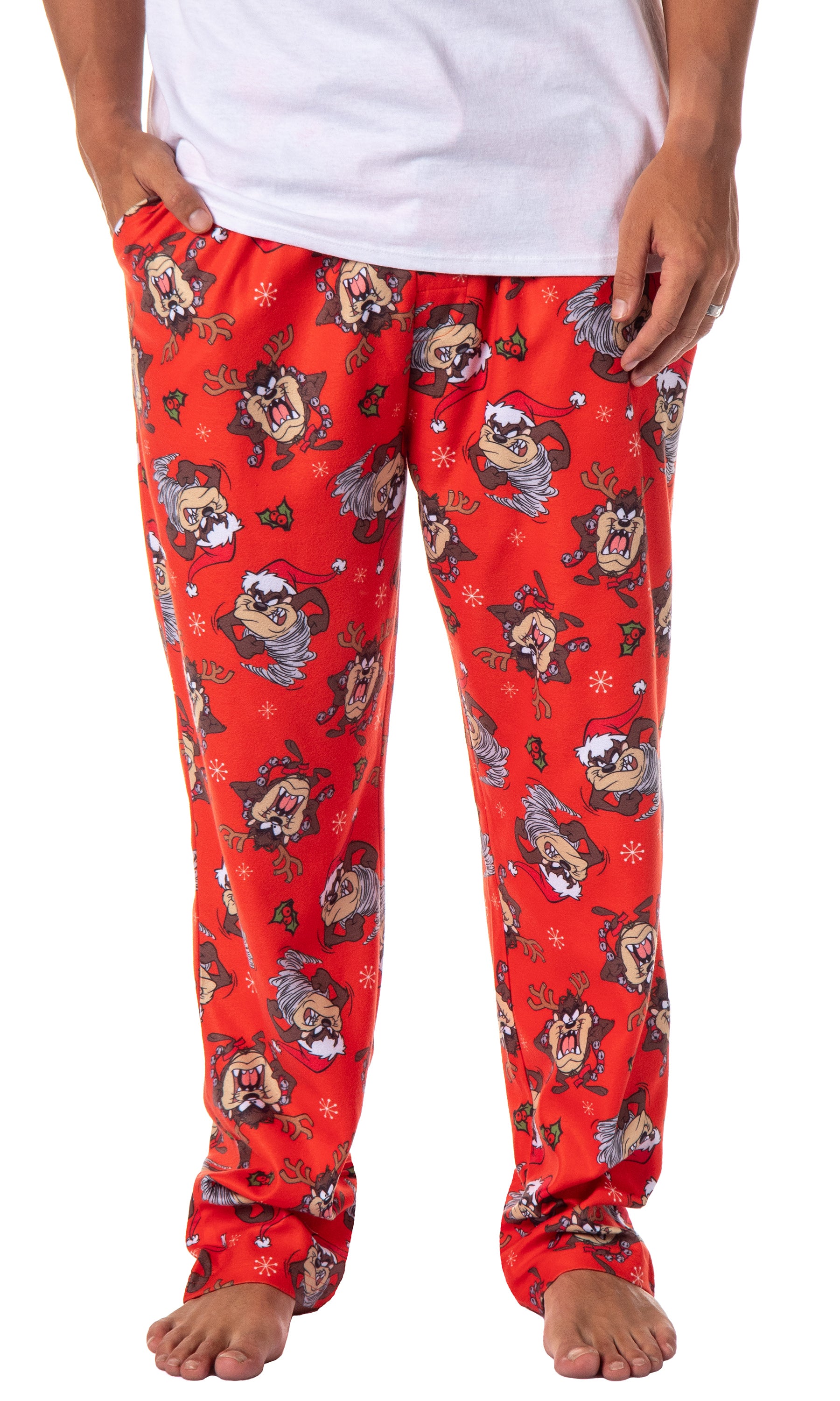 Looney Tunes Mens' Christmas Character Tasmanian Devil Sleep Pajama Pants (XL)