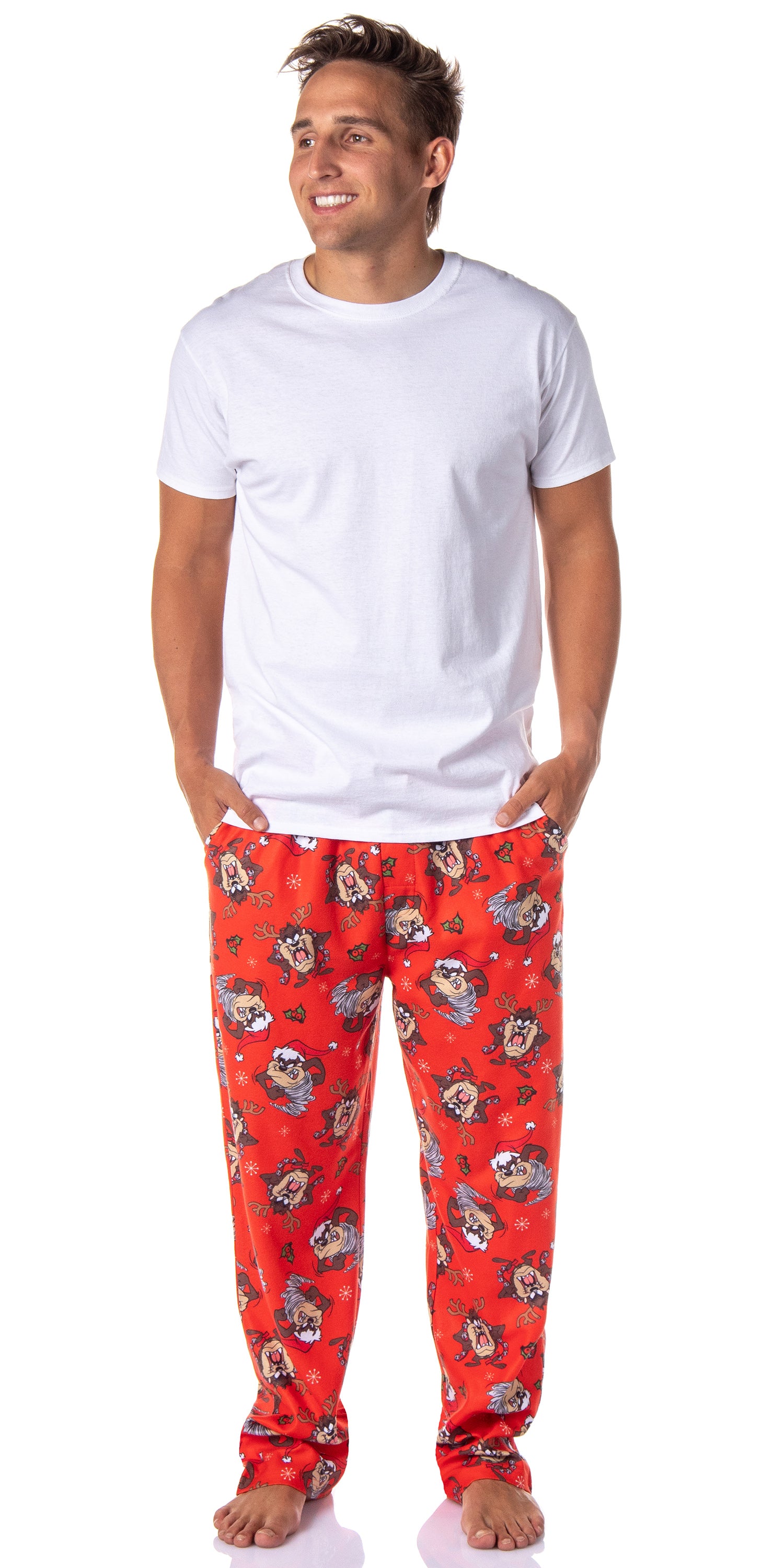 Looney Tunes Mens' Christmas Character Tasmanian Devil Sleep Pajama Pants (XL)
