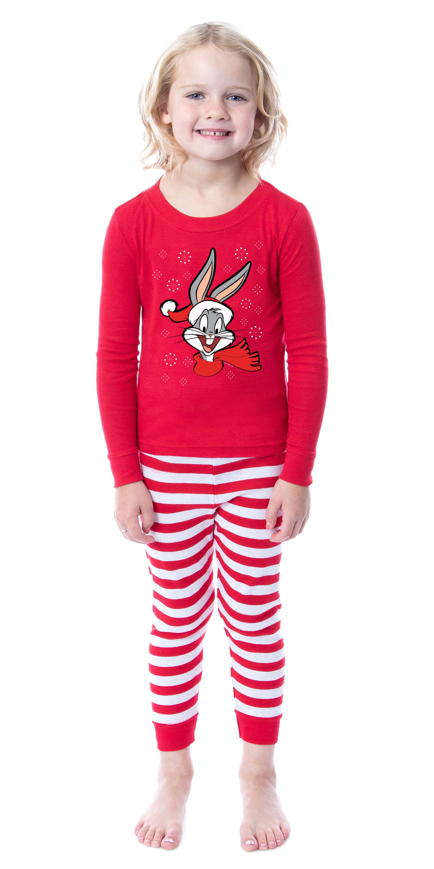 Looney Tunes Bugs Bunny Christmas Santa Character Tight Fit Cotton Matching Family Pajama Set
