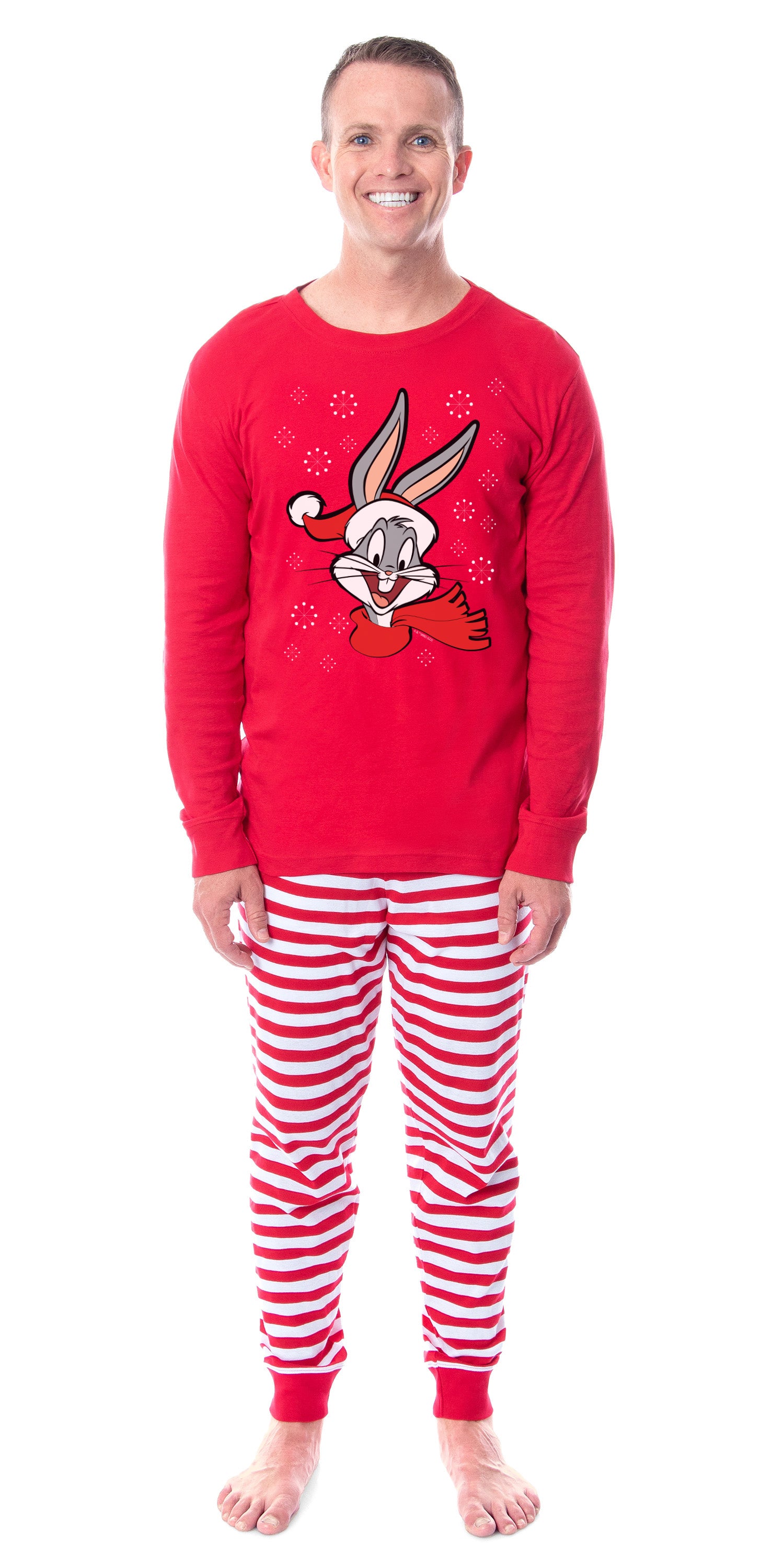 Looney Tunes Bugs Bunny Christmas Santa Character Tight Fit Cotton Matching Family Pajama Set