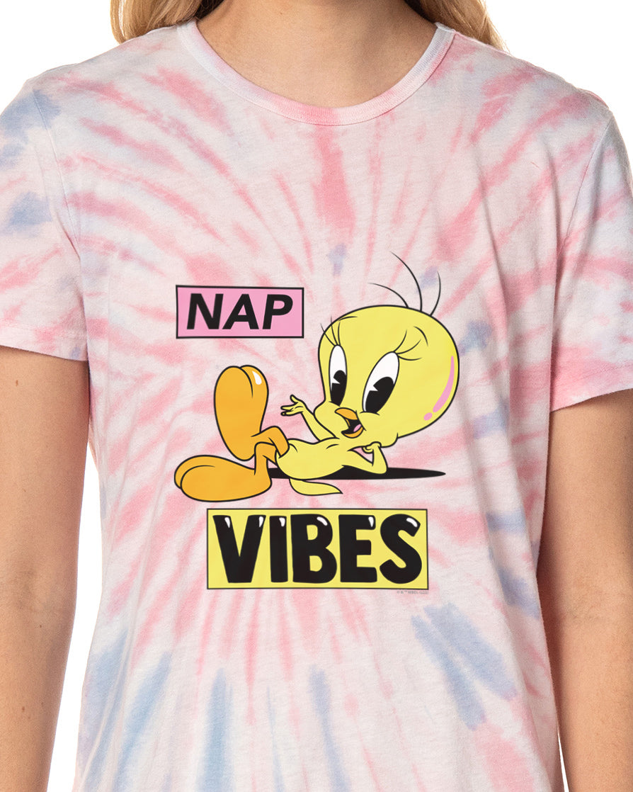 Looney Tunes Women's Tweety Bird Nap Vibes Nightgown Sleep Pajama Dress For Adults