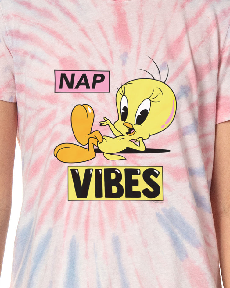 Looney Tunes Women's Tweety Bird Nap Vibes Nightgown Sleep Pajama Dress For Adults