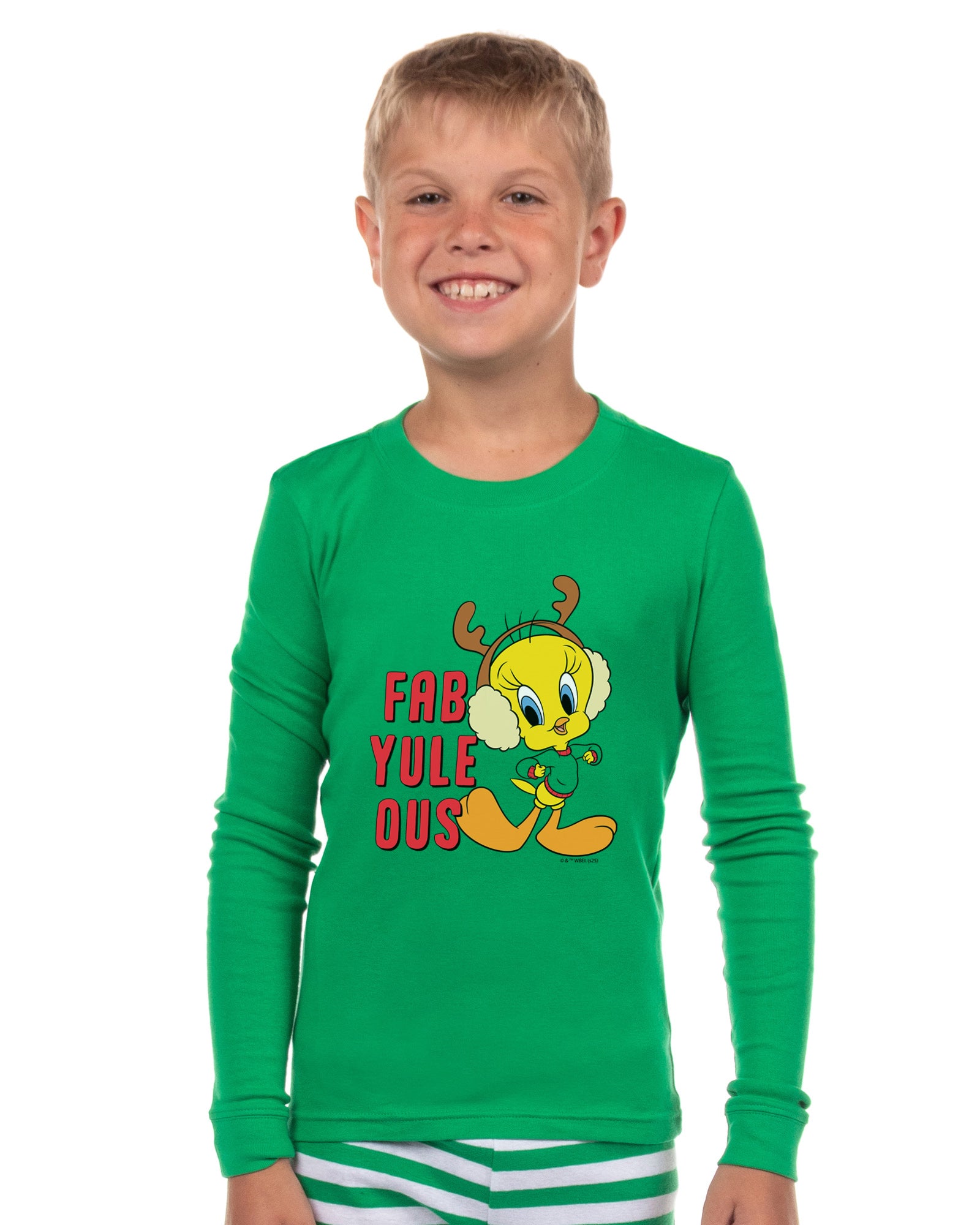 Looney Tunes Bugs Bunny, Lola Bunny, Tweety Bird, Tazmanian Devil Christmas Tight Fit Family Pajama Set