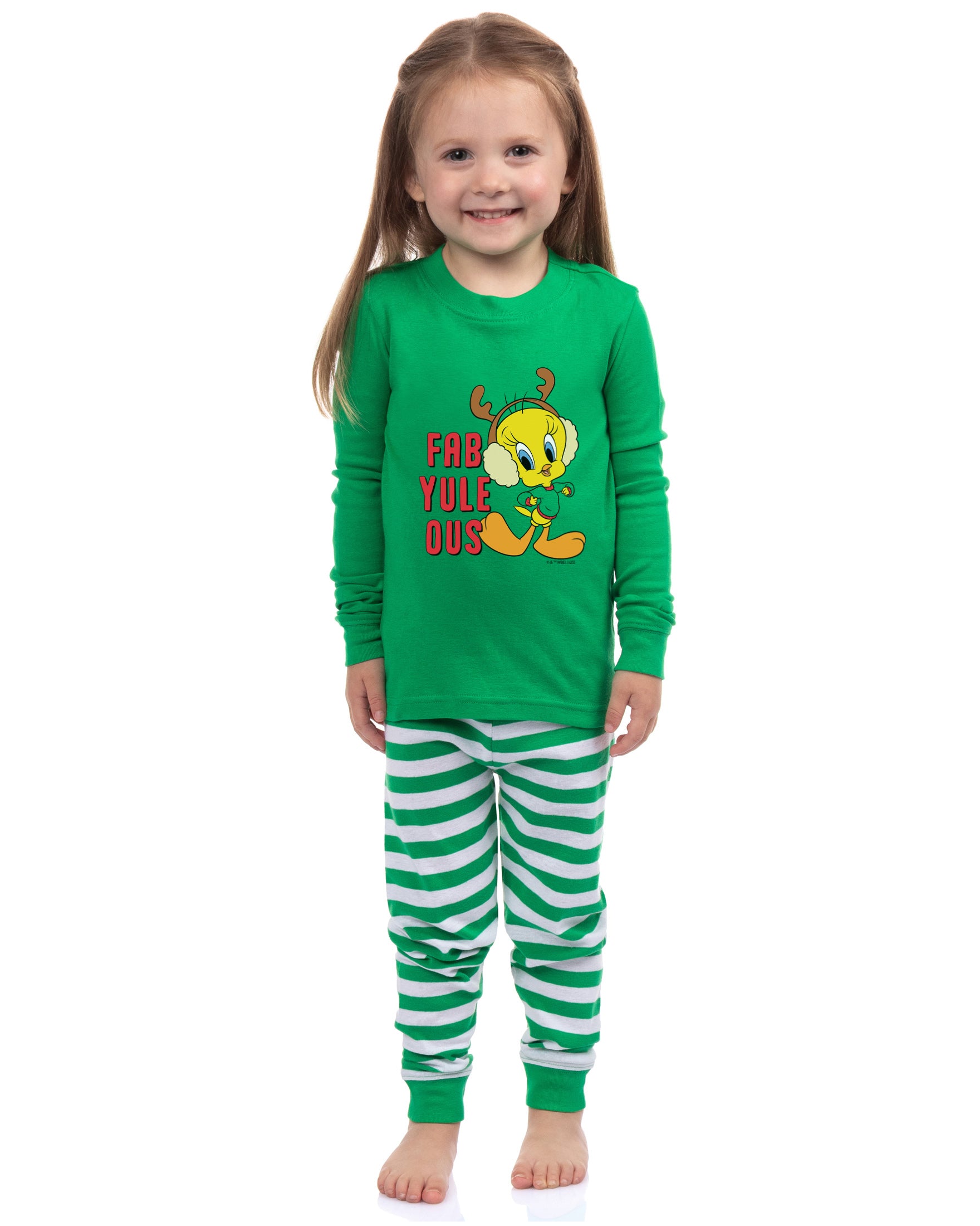 Looney Tunes Bugs Bunny, Lola Bunny, Tweety Bird, Tazmanian Devil Christmas Tight Fit Family Pajama Set