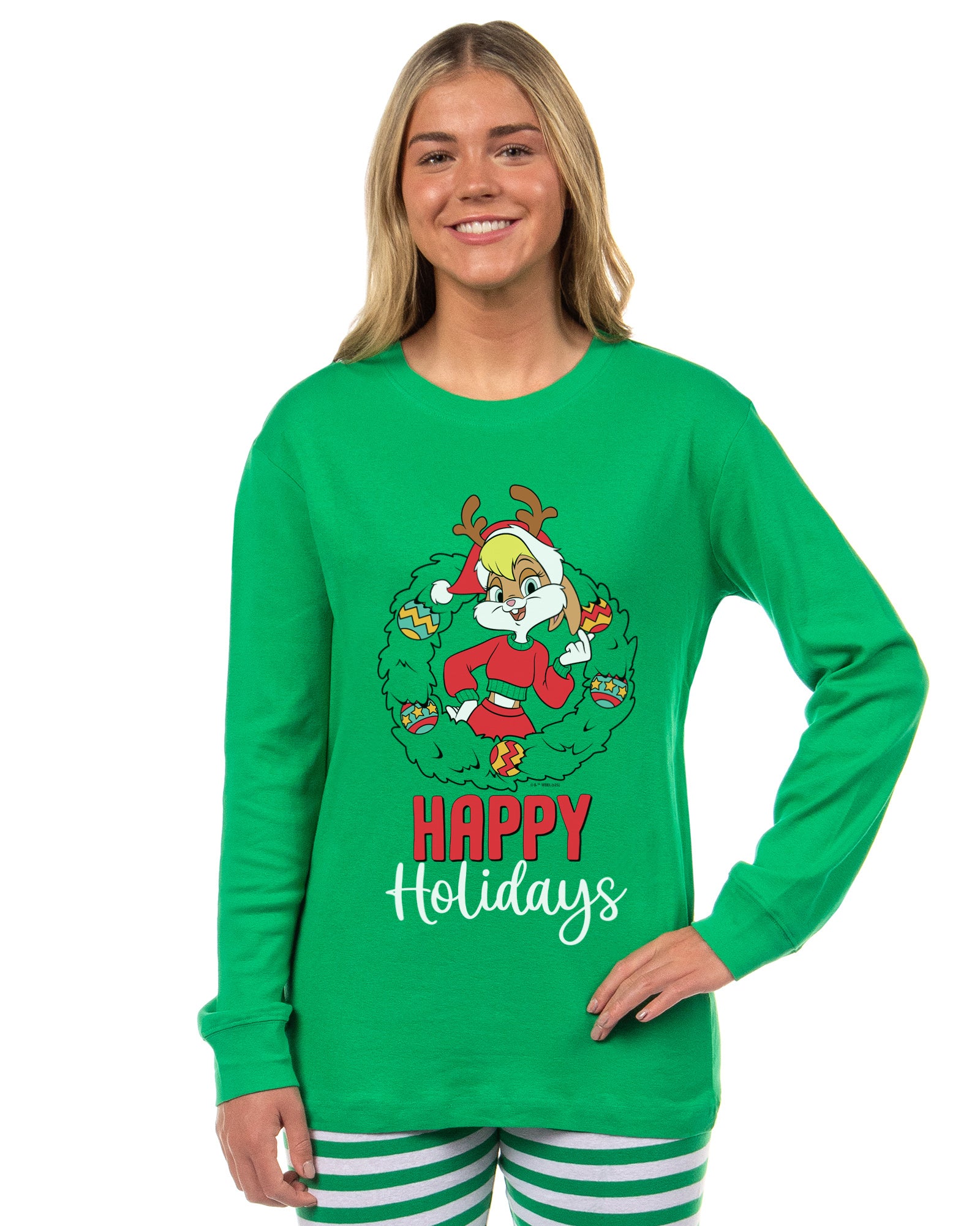 Looney Tunes Bugs Bunny, Lola Bunny, Tweety Bird, Tazmanian Devil Christmas Tight Fit Family Pajama Set