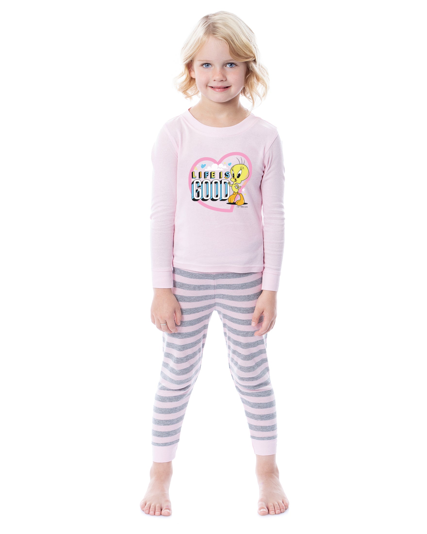 Looney Tunes Toddler Girls' Tweety Bird Life Is Good 2 Piece Long Sleeve Pajama Set