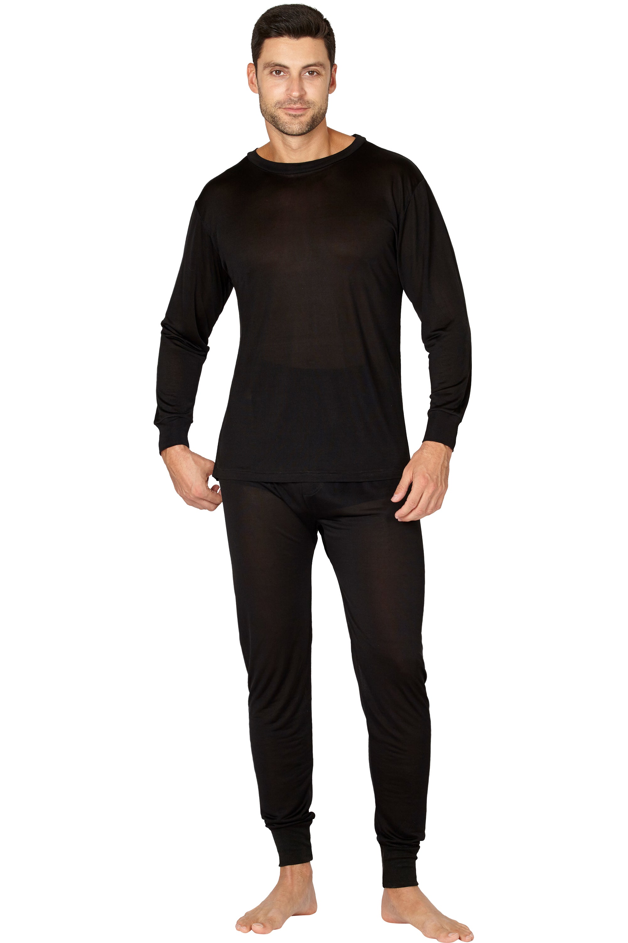 Intimo Mens Classic Silk Knit Long John PJ Black