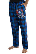 Marvel Mens' Captain America Shield Logo Plaid Pajama Lounge Pants