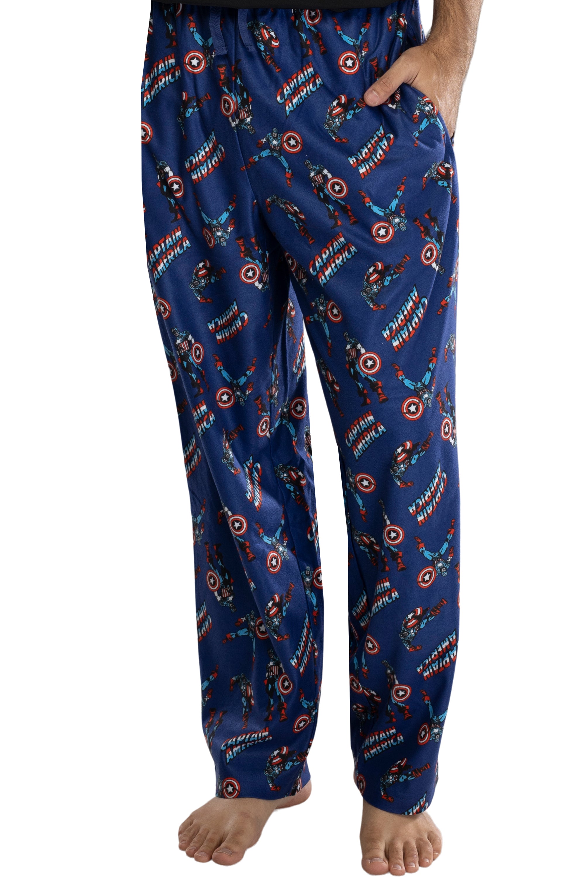 Marvel Men's Captain America Retro Allover Print Loungewear Pajama Pants