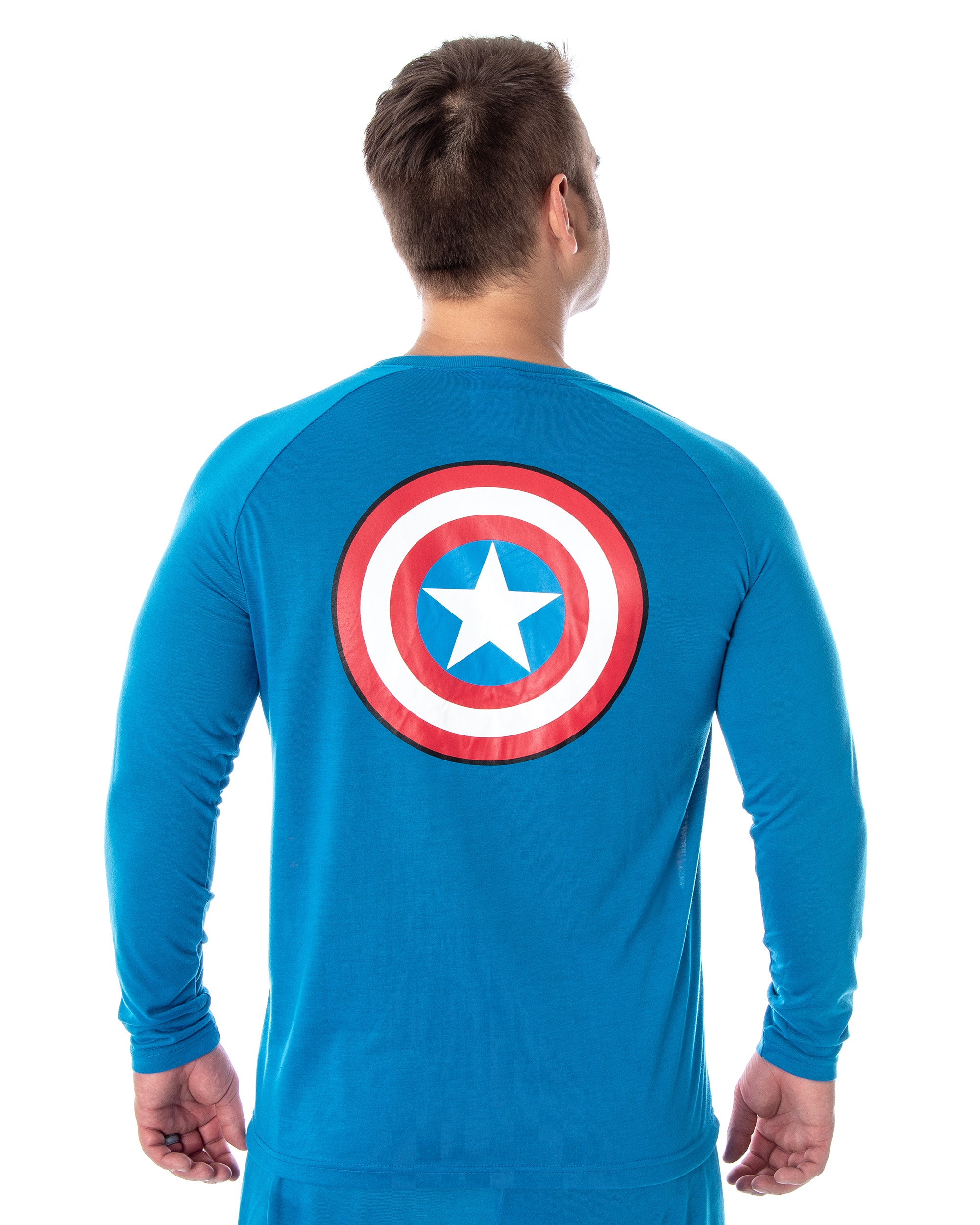 Marvel Men's Vintage Captain America Costume Raglan Top And Pants Pajama Set