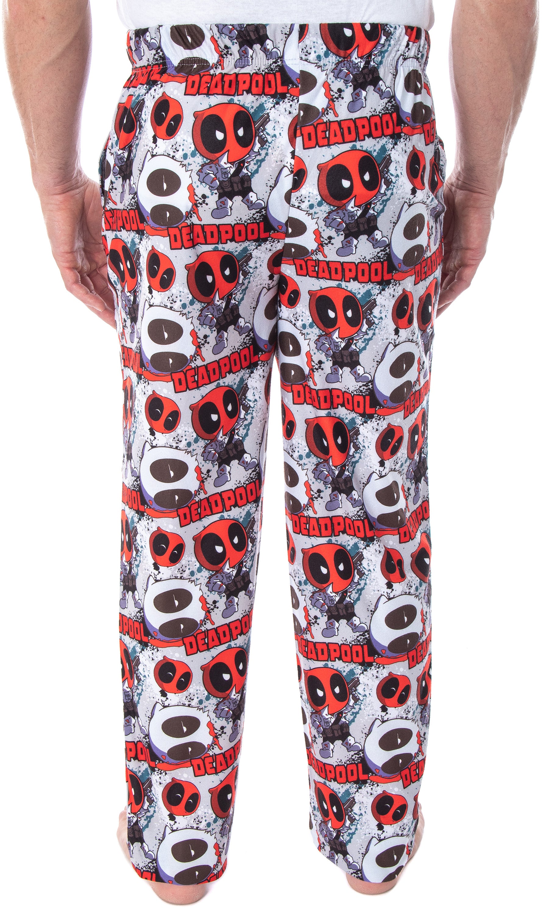 Marvel Men's Deadpool Chibi Character Print Adult Sleep Lounge Pajama Pants