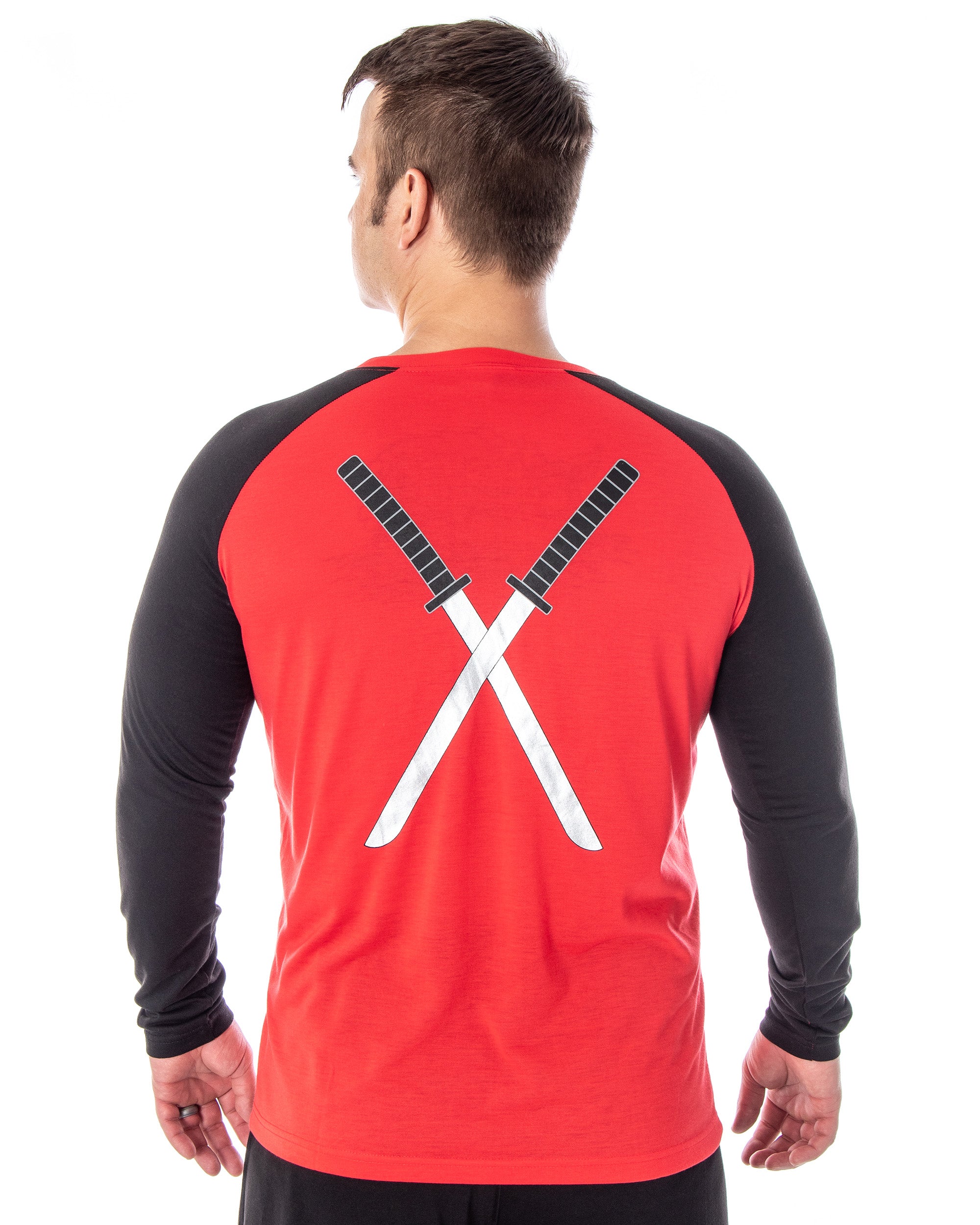 Marvel Men's Deadpool Superhero Costume Raglan Top And Pants Pajama Set