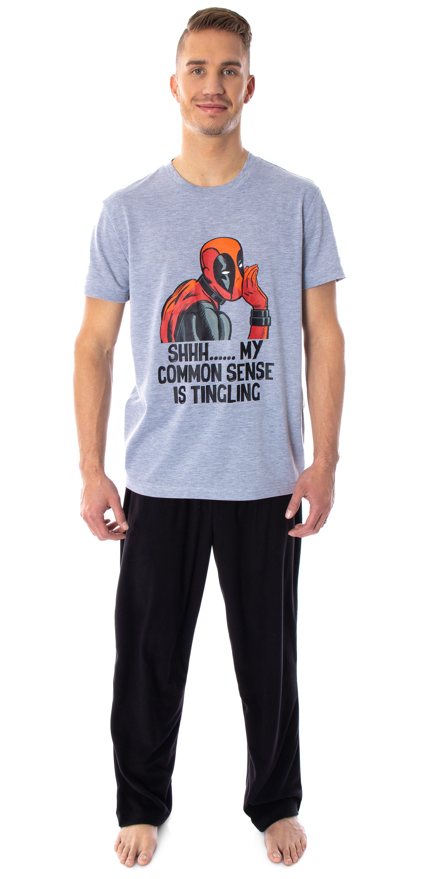 Marvel Men's Deadpool Pajamas Common Sense Is Tingling 2 Piece Pajama Set