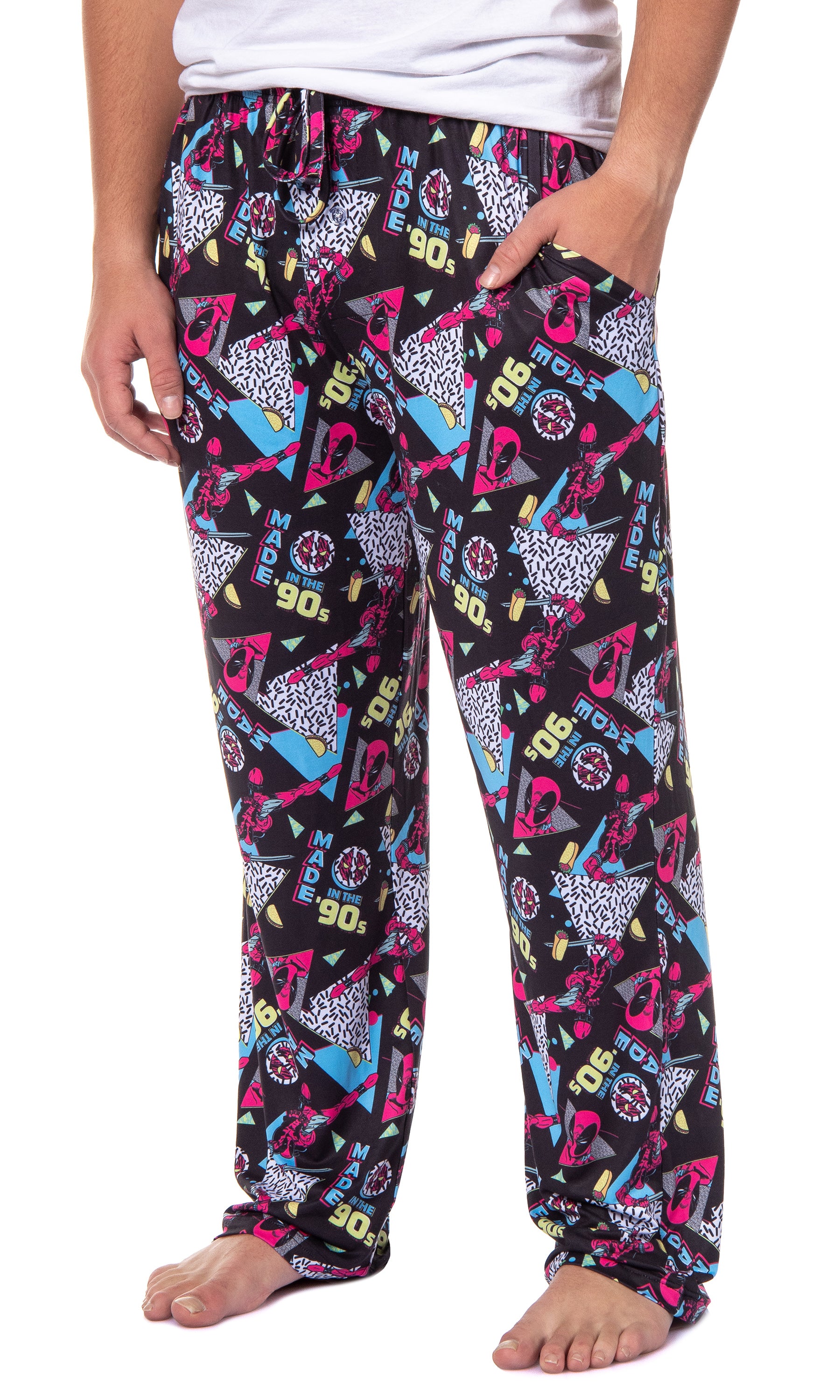 Marvel Comics Mens' Deadpool Retro Made In The '90s Sleep Pajama Pants