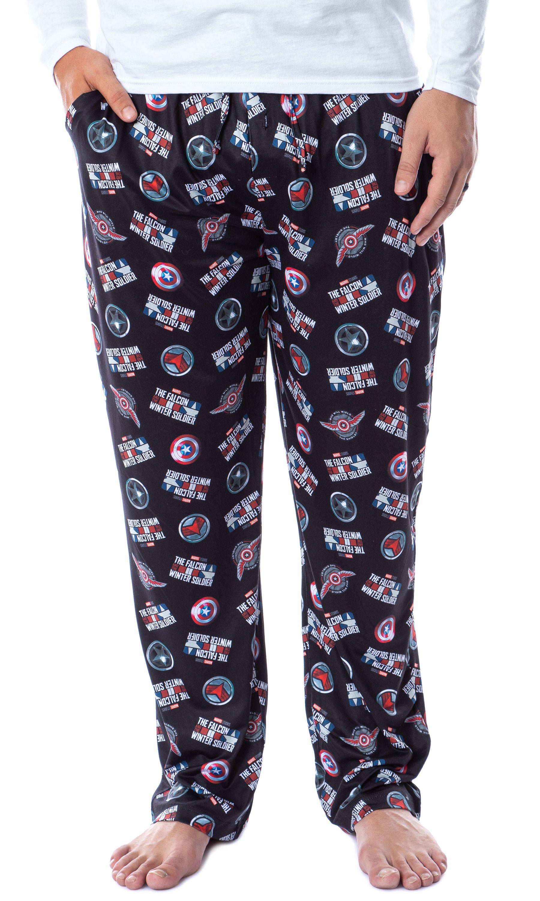 Marvel Mens' The Falcon and the Winter Soldier Tossed Print Pajama Pants