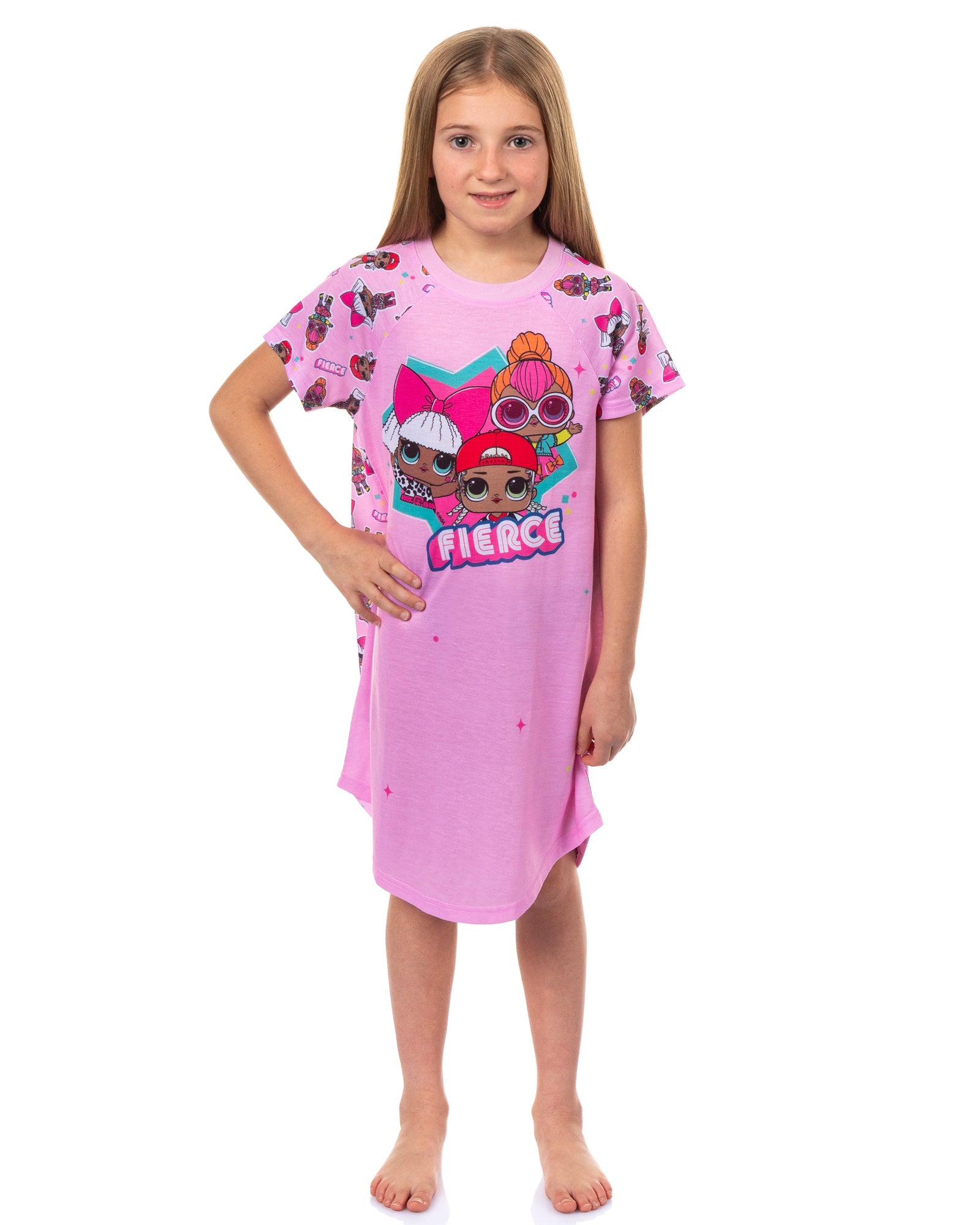 LOL Surprise Pajamas Girl's Diva Neon QT MC Swag Raglan Nightgown (18/20)