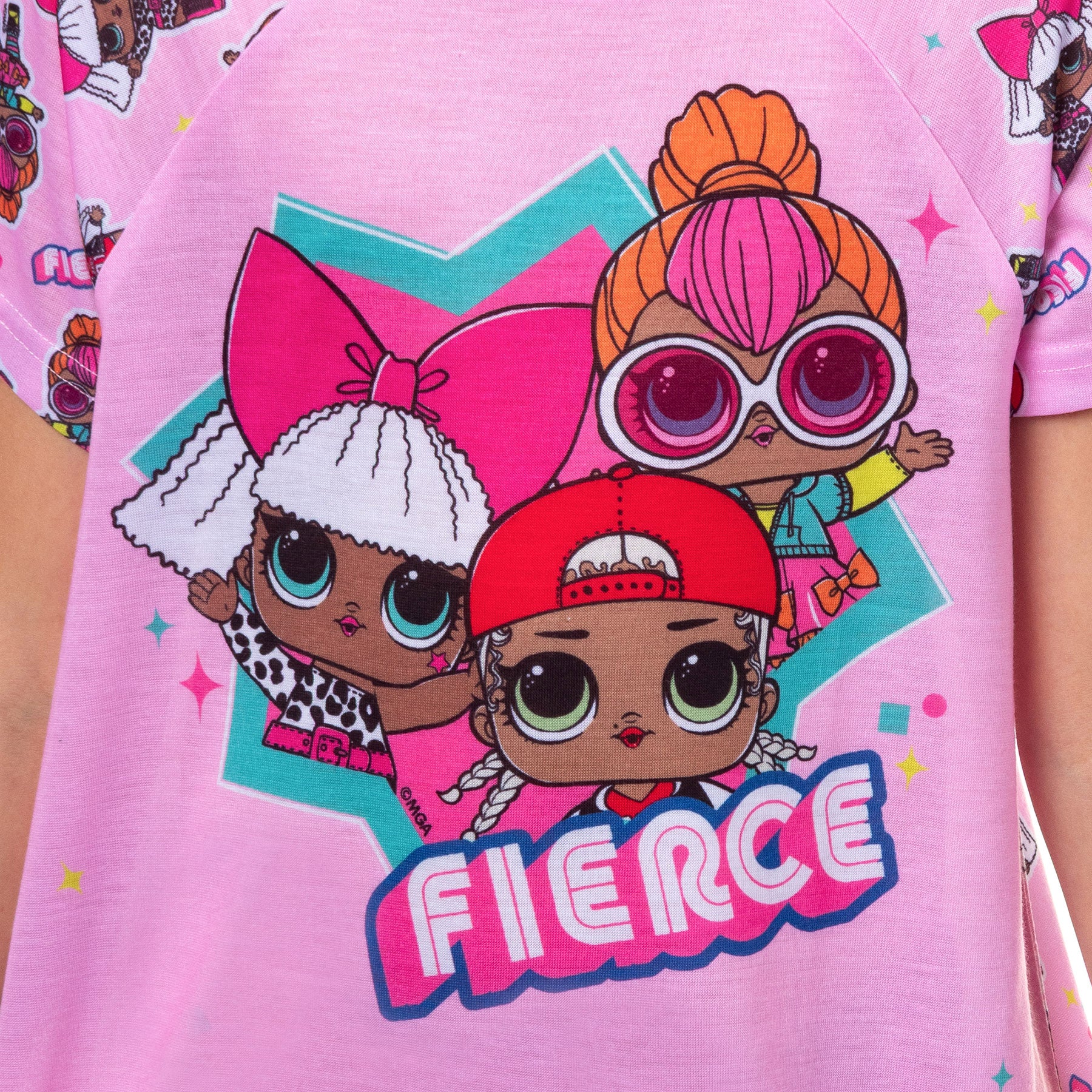 LOL Surprise Pajamas Girl's Diva Neon QT MC Swag Raglan Nightgown (18/20)