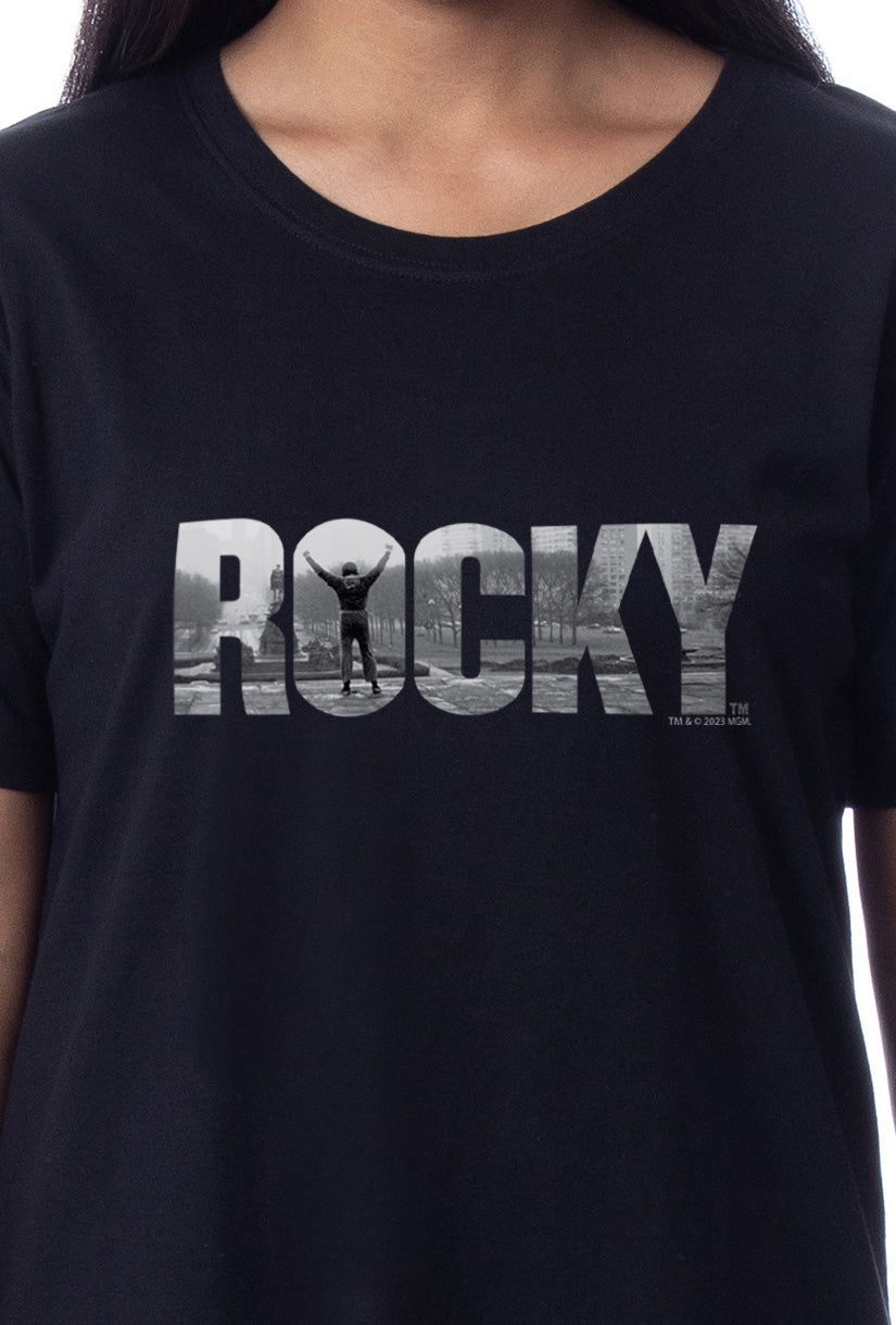 Rocky Womens' Balboa Movie Film Title Logo Nightgown Sleep Pajama Shirt