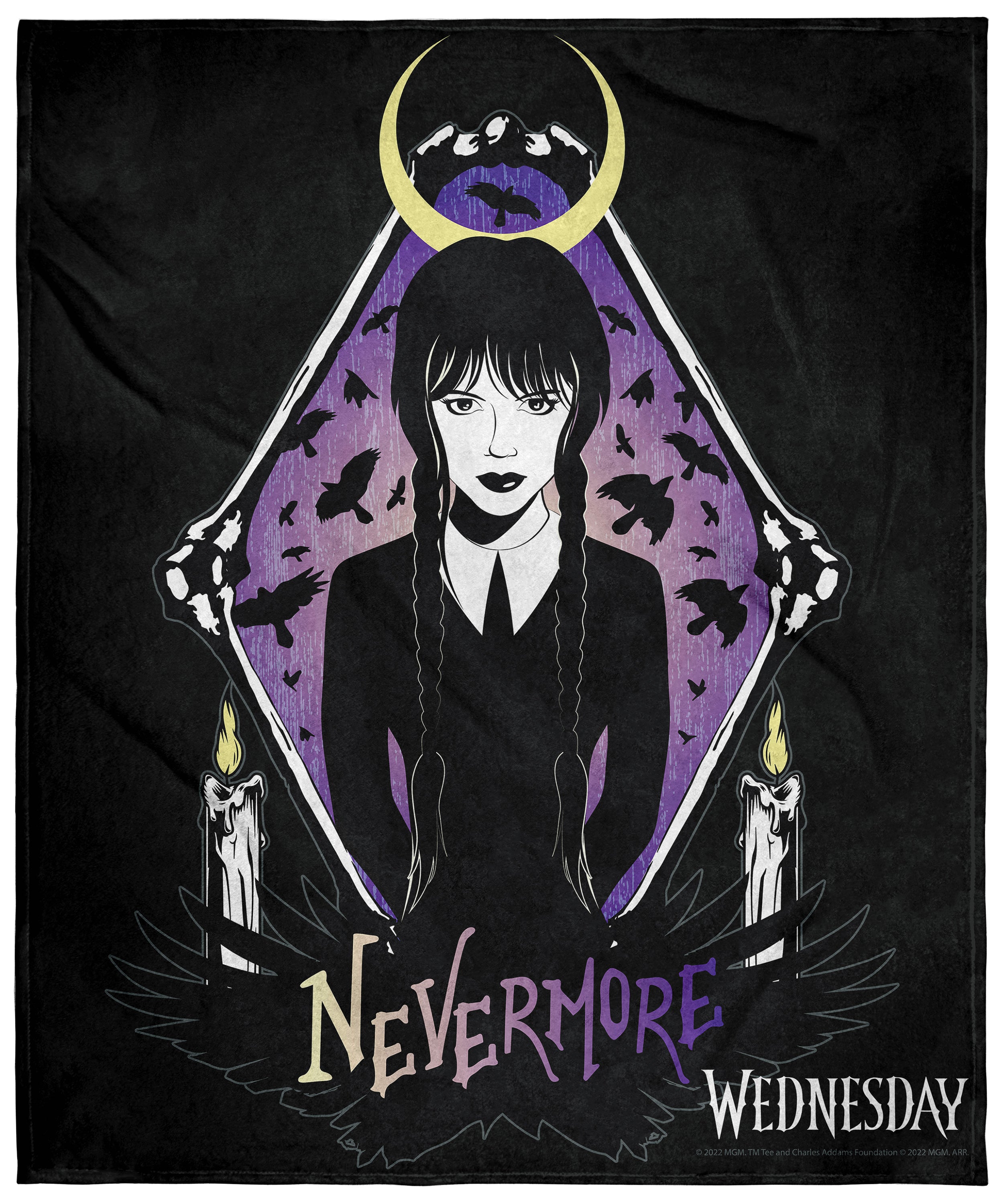 MGM Wednesday Nevermore Super Soft And Cuddly Plush Fleece Throw Blanket