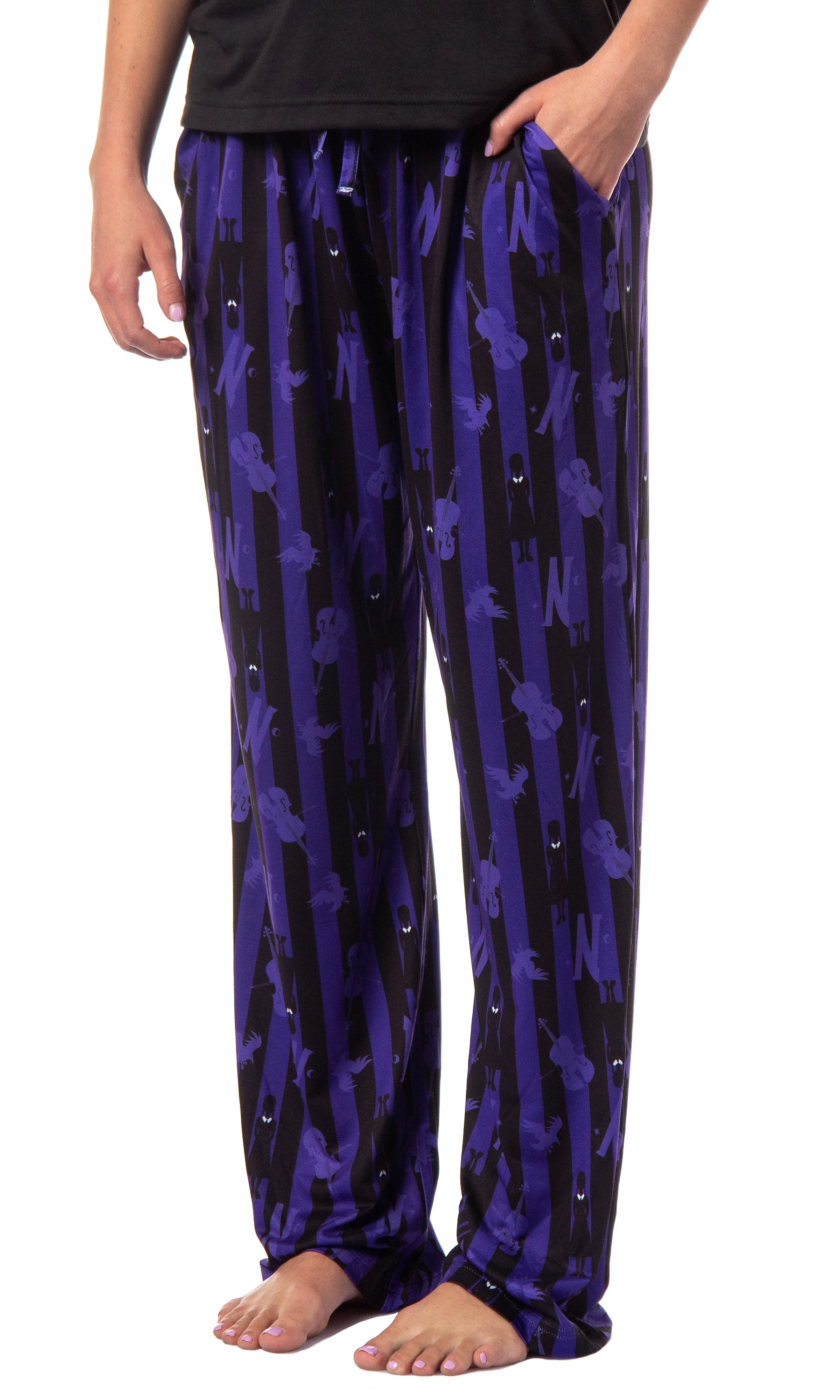 Wednesday Addams Women's Nevermore Academy Allover Print Sleep Pajama Pants