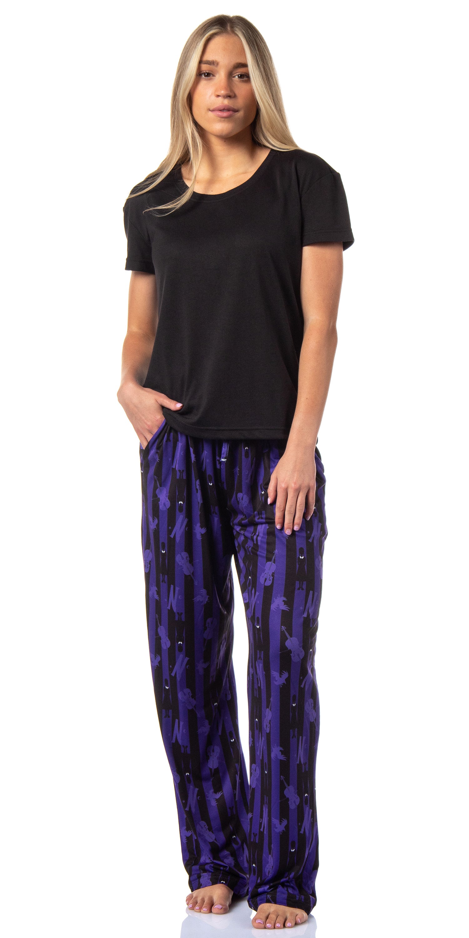 Wednesday Addams Women's Nevermore Academy Allover Print Sleep Pajama Pants