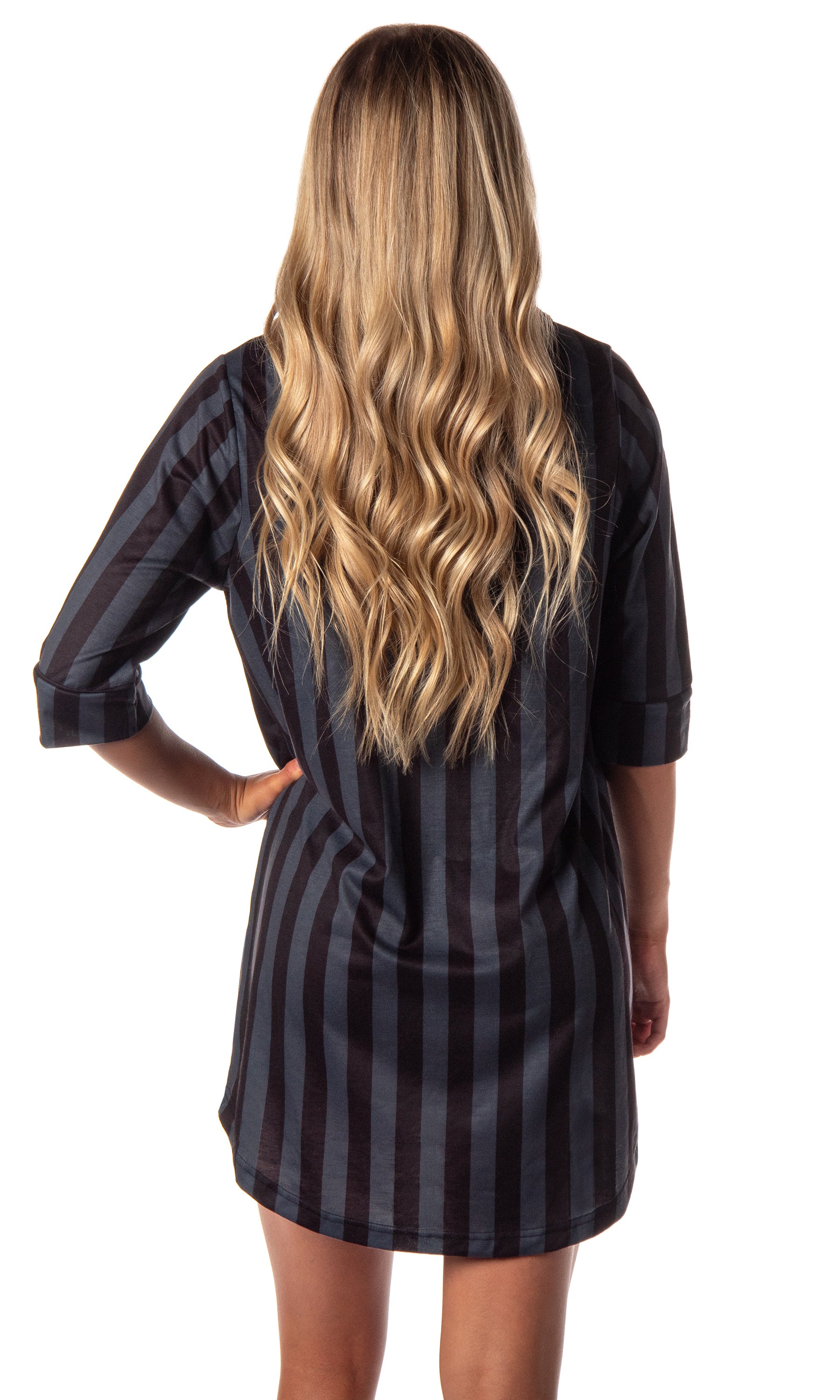 Wednesday Addams Family Women's Collared Pajama Nightgown Sleep Shirt