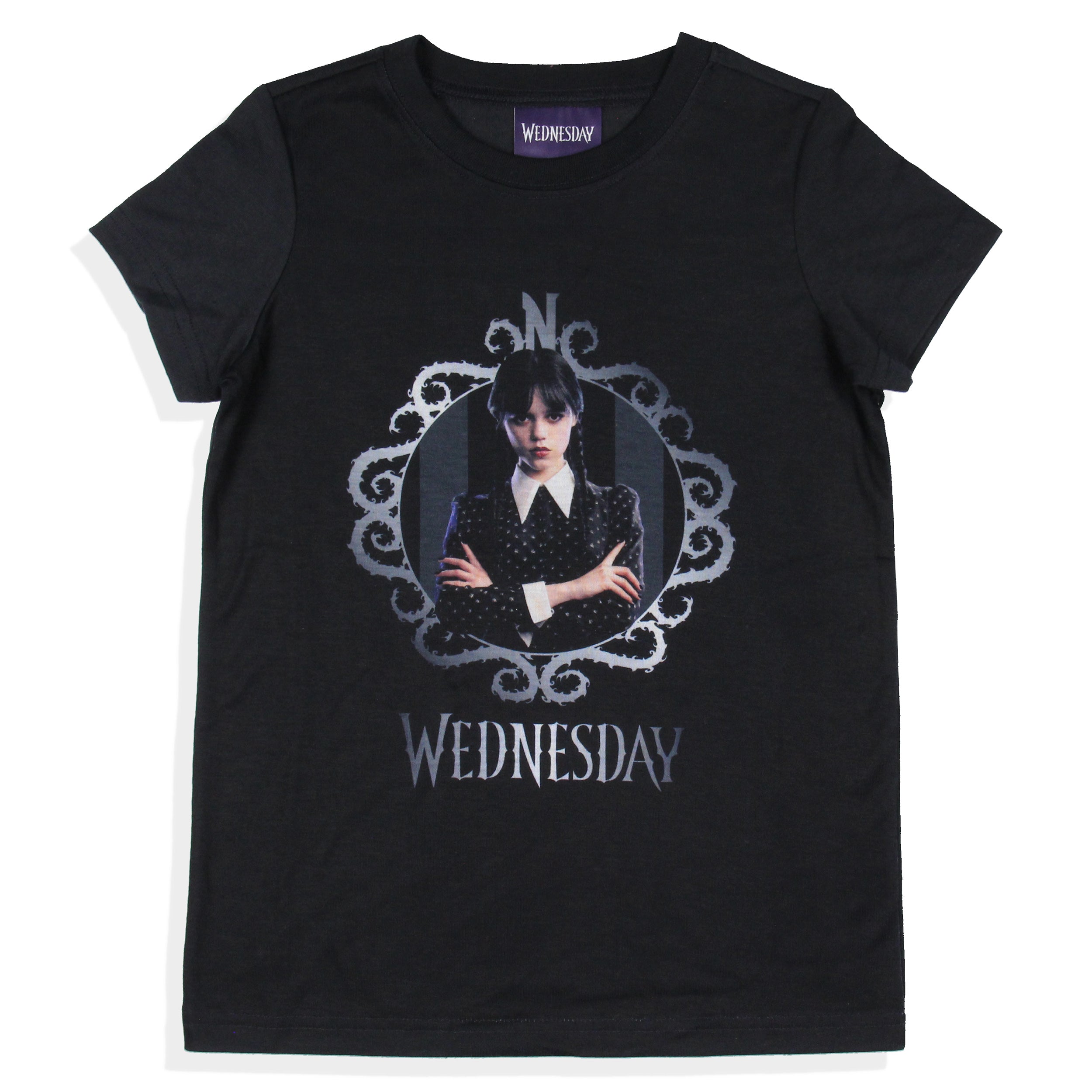 Wednesday Addams Girls' Striped Sleep Pajama Set Shorts and Shirt