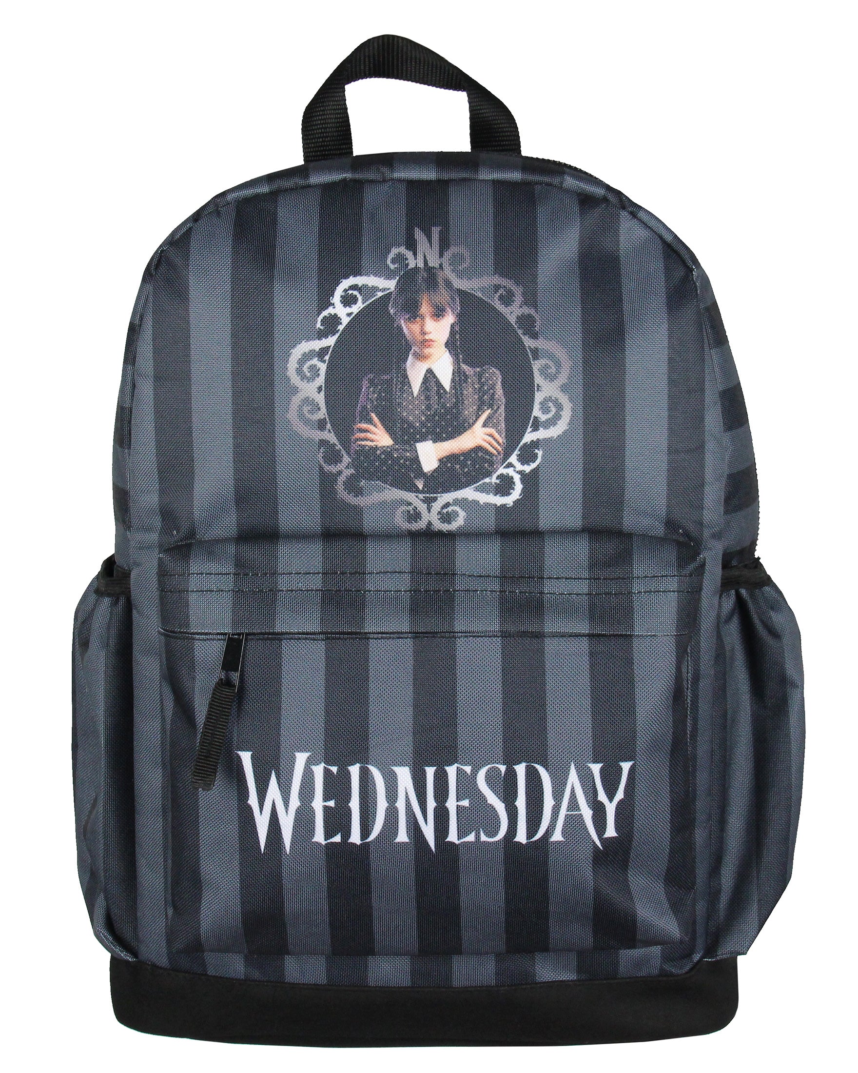 Wednesday Addams TV Show Portrait Striped School Backpack For Daily Use 16"