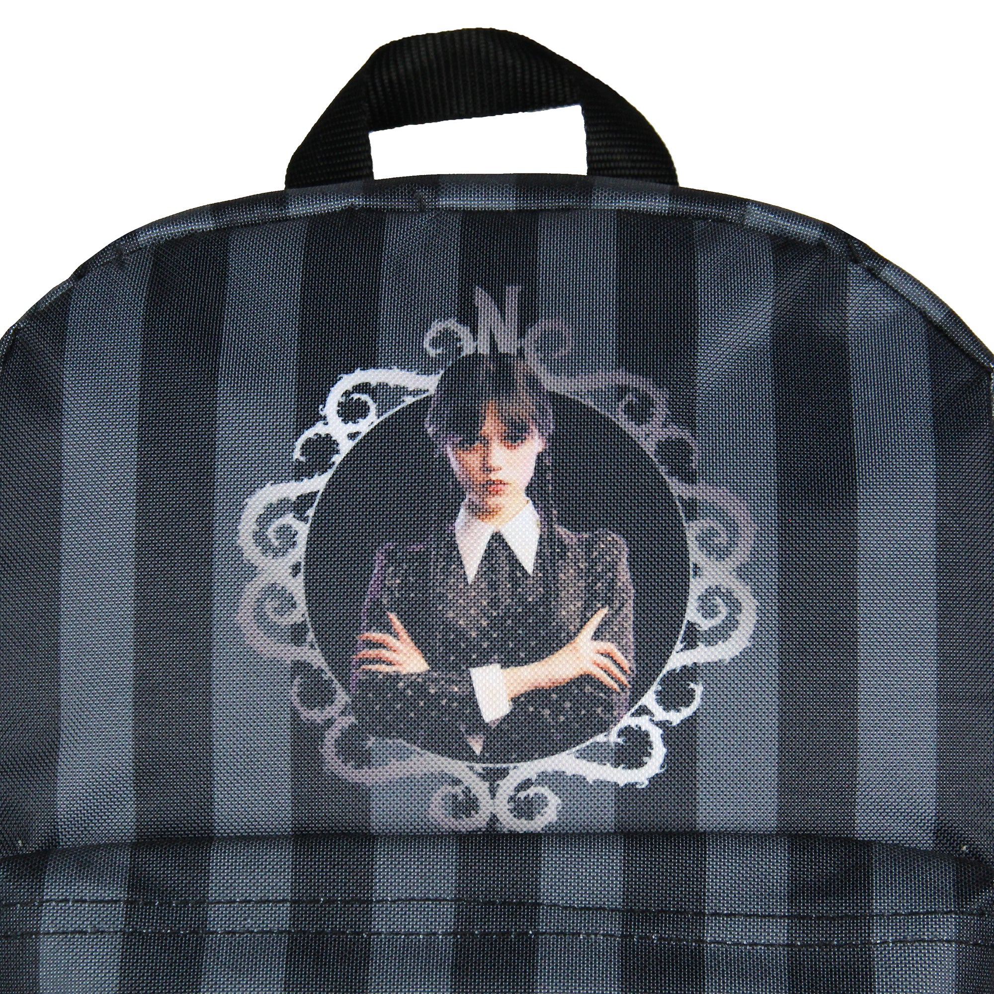 Wednesday Addams TV Show Portrait Striped School Backpack For Daily Use 16"