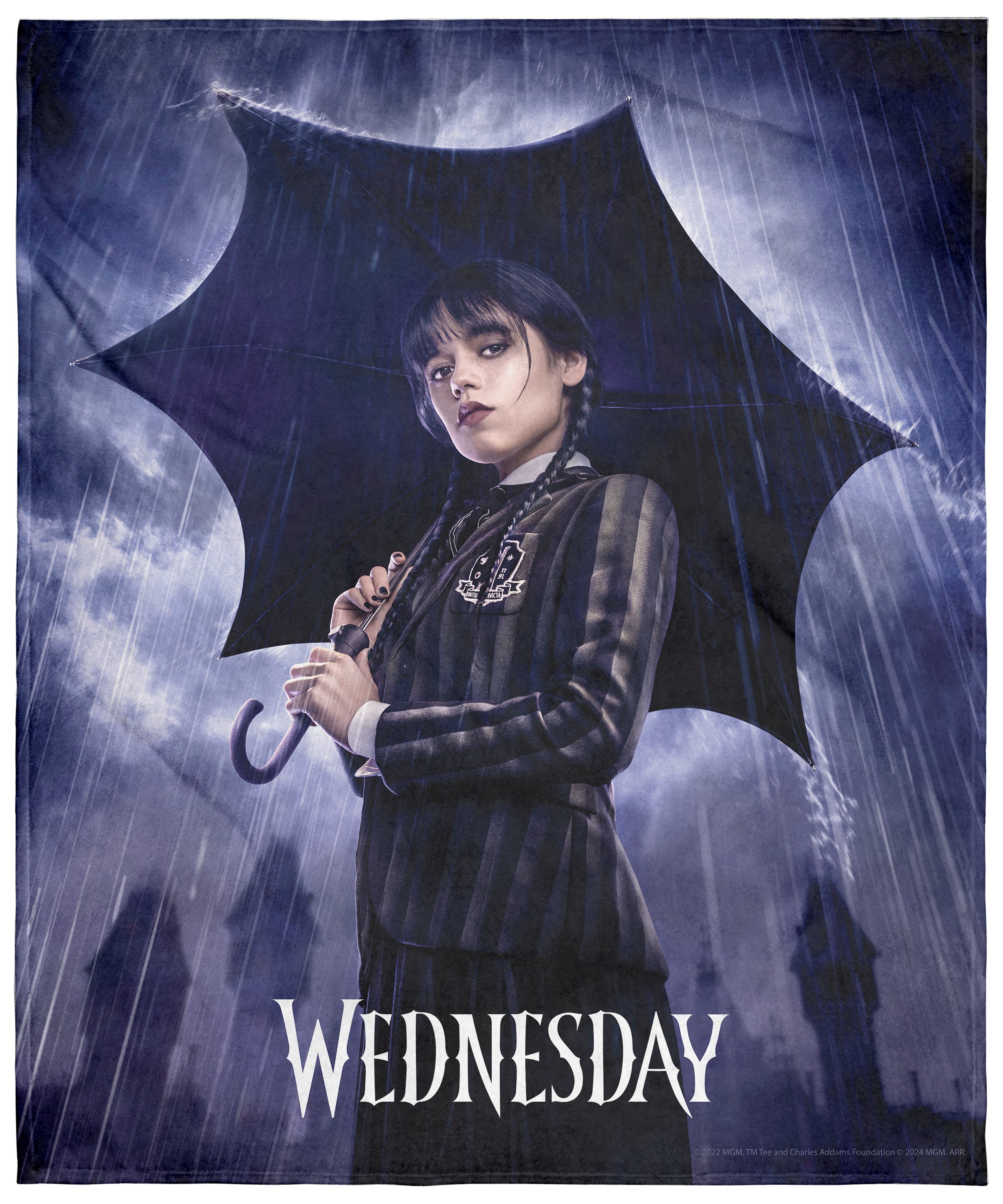 MGM Wednesday TV Show Super Soft And Cuddly Plush Fleece Throw Blanket