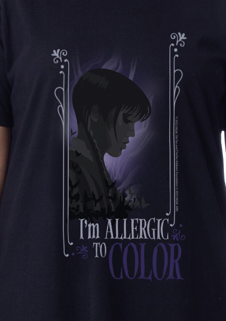 Wednesday Womens' Addams I'm Allergic To Color Nightgown Sleep Pajama Shirt