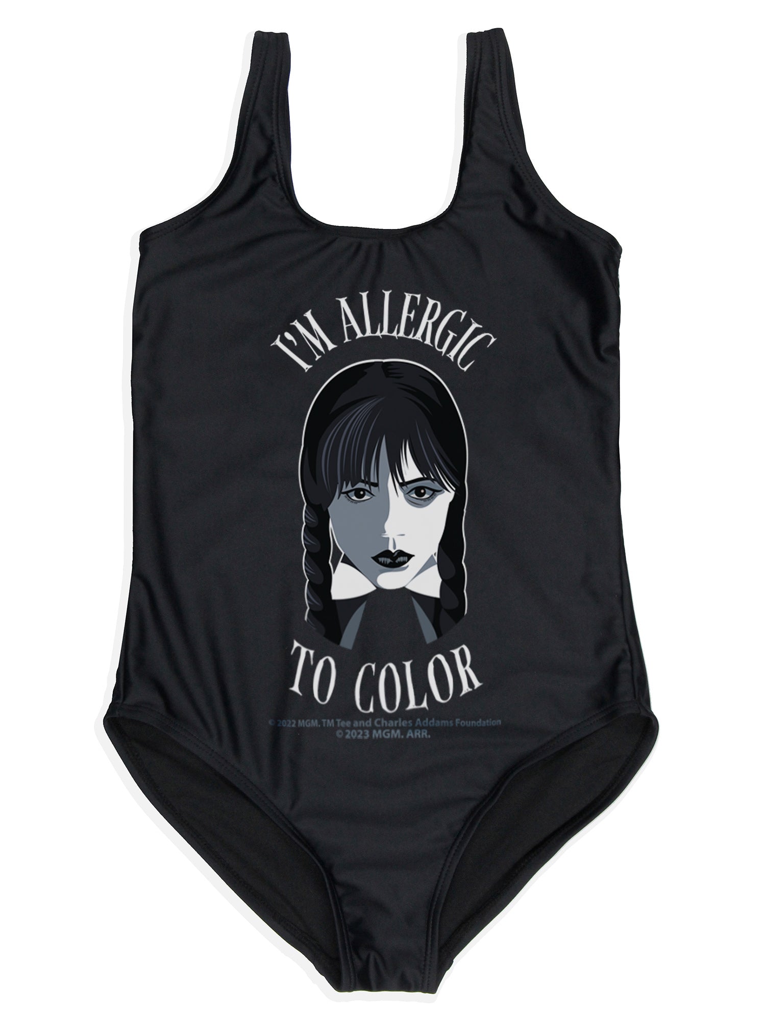 Wednesday Girl's The Addams Family TV Show One Piece Swimwear For Kids
