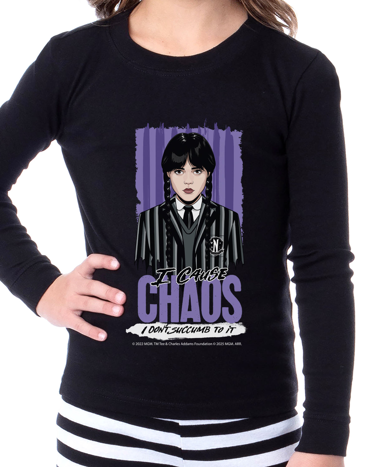 Wednesday Series The Addams Family I Cause Chaos 2 Piece Pajama Tight Fit Sleep Set
