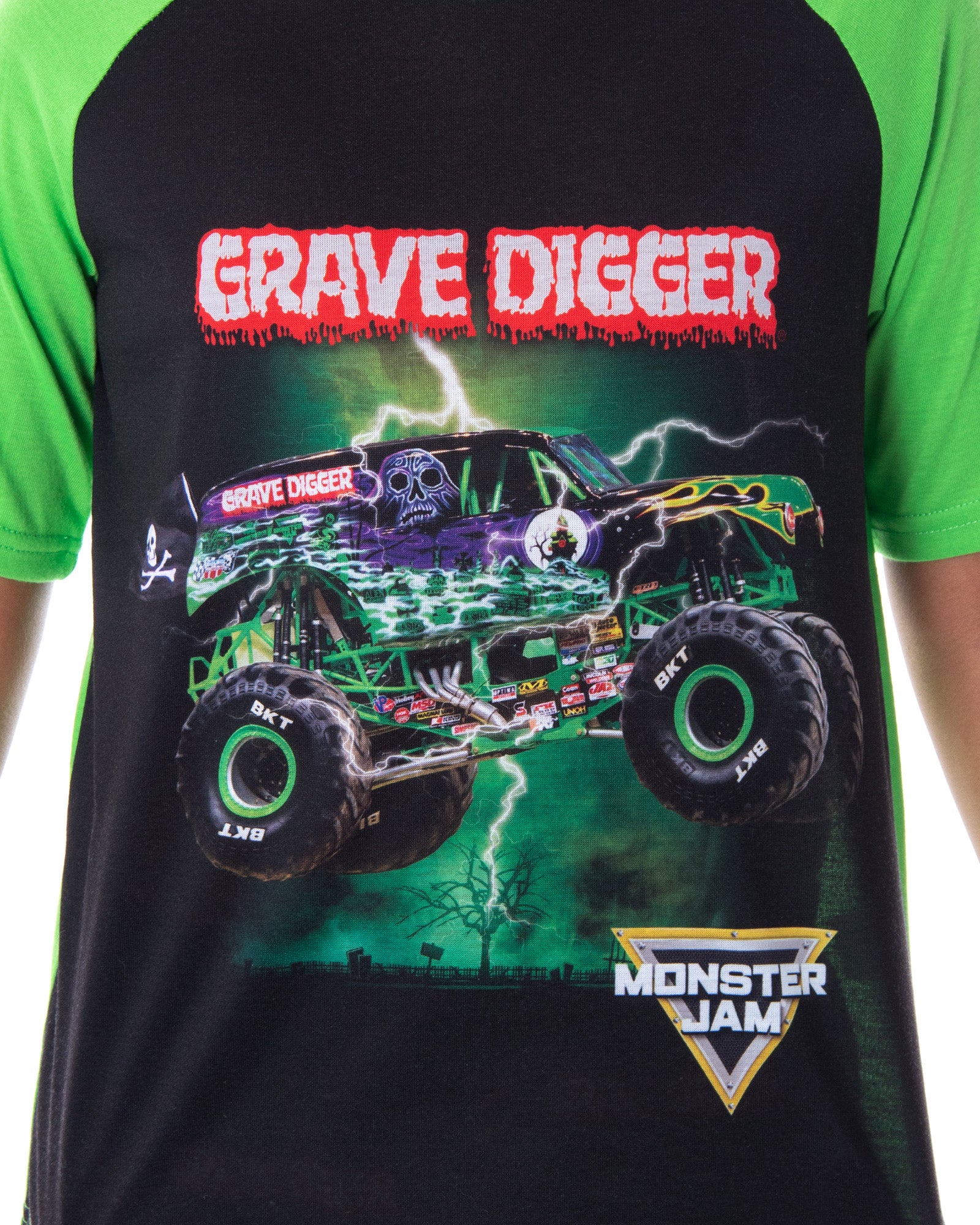 Monster Jam Boys' Grave Digger Monster Truck Shirt And Shorts Pajama Set