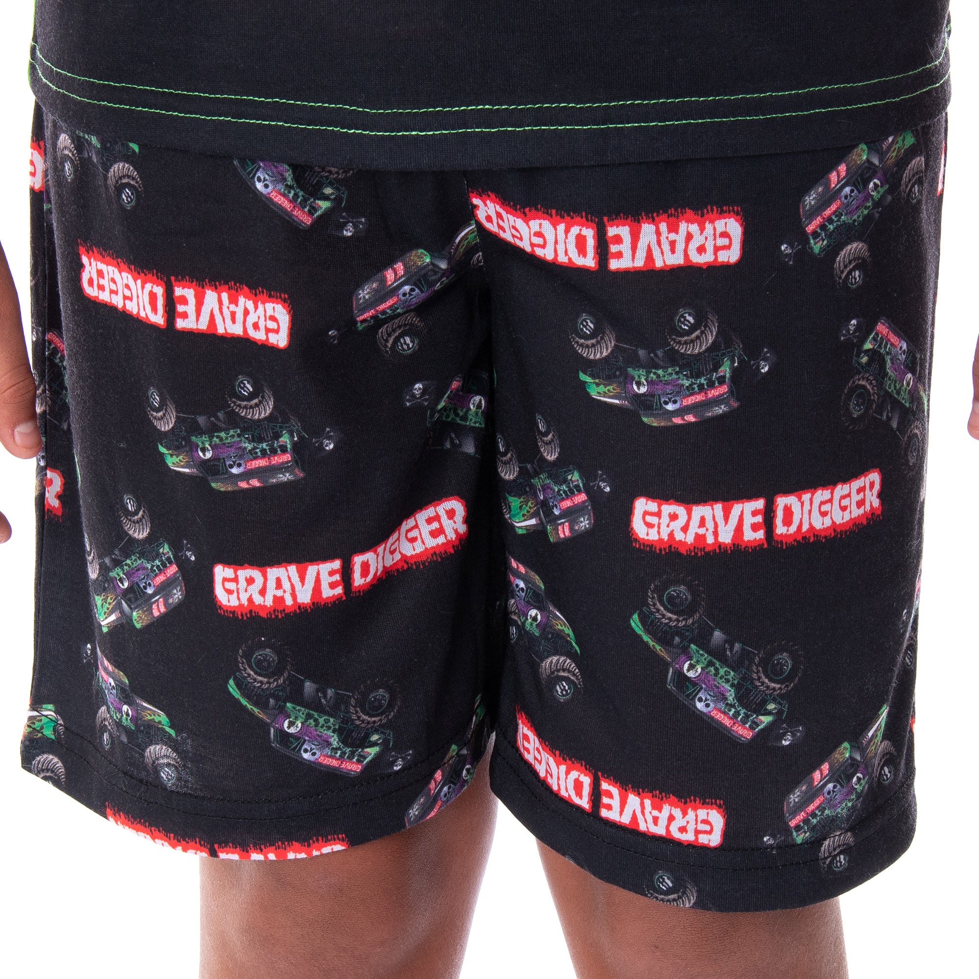 Monster Jam Boys' Grave Digger Monster Truck Shirt And Shorts Pajama Set