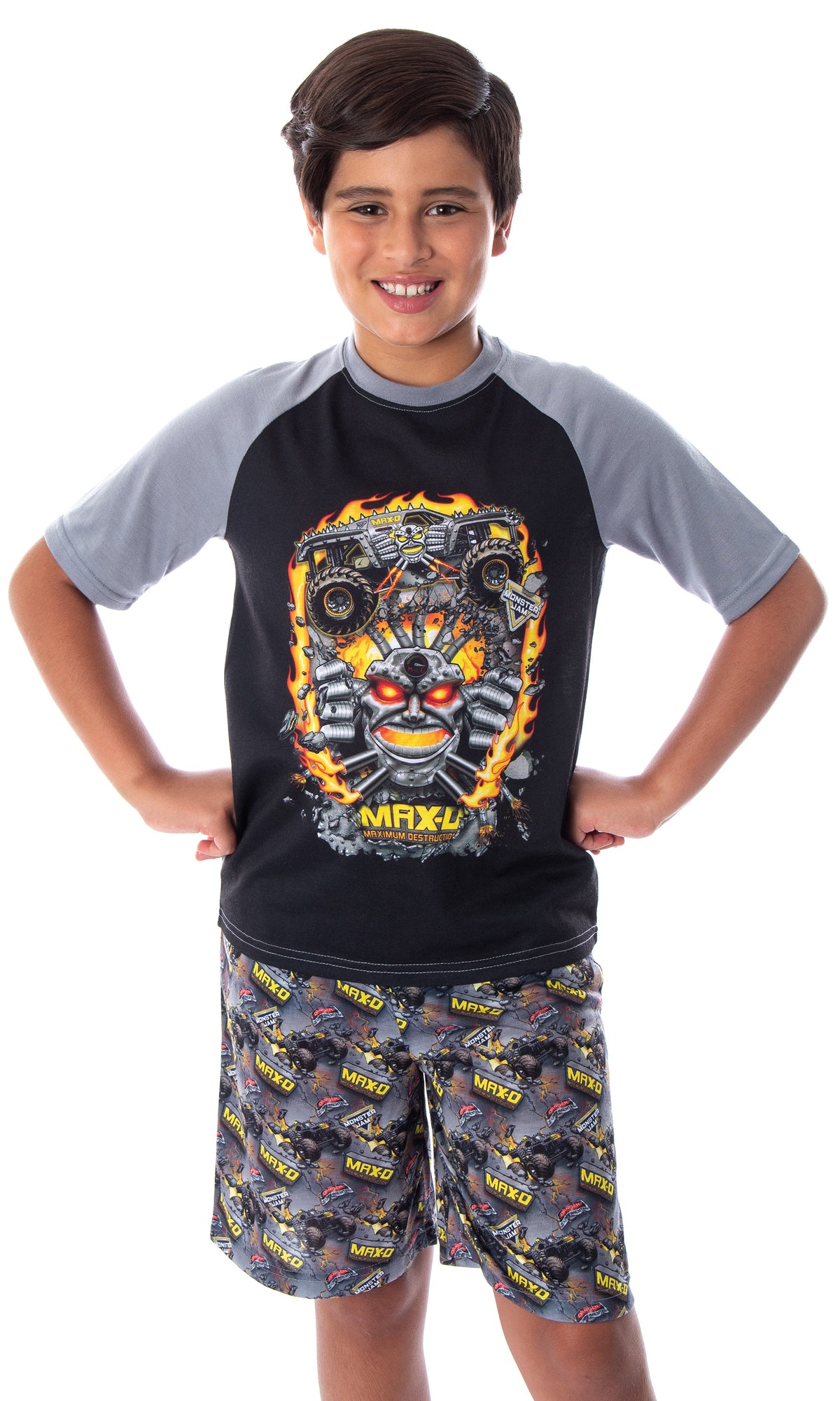 Monster Jam Boys' MAX-D Monster Truck 2 PC Shirt And Shorts Pajama Set