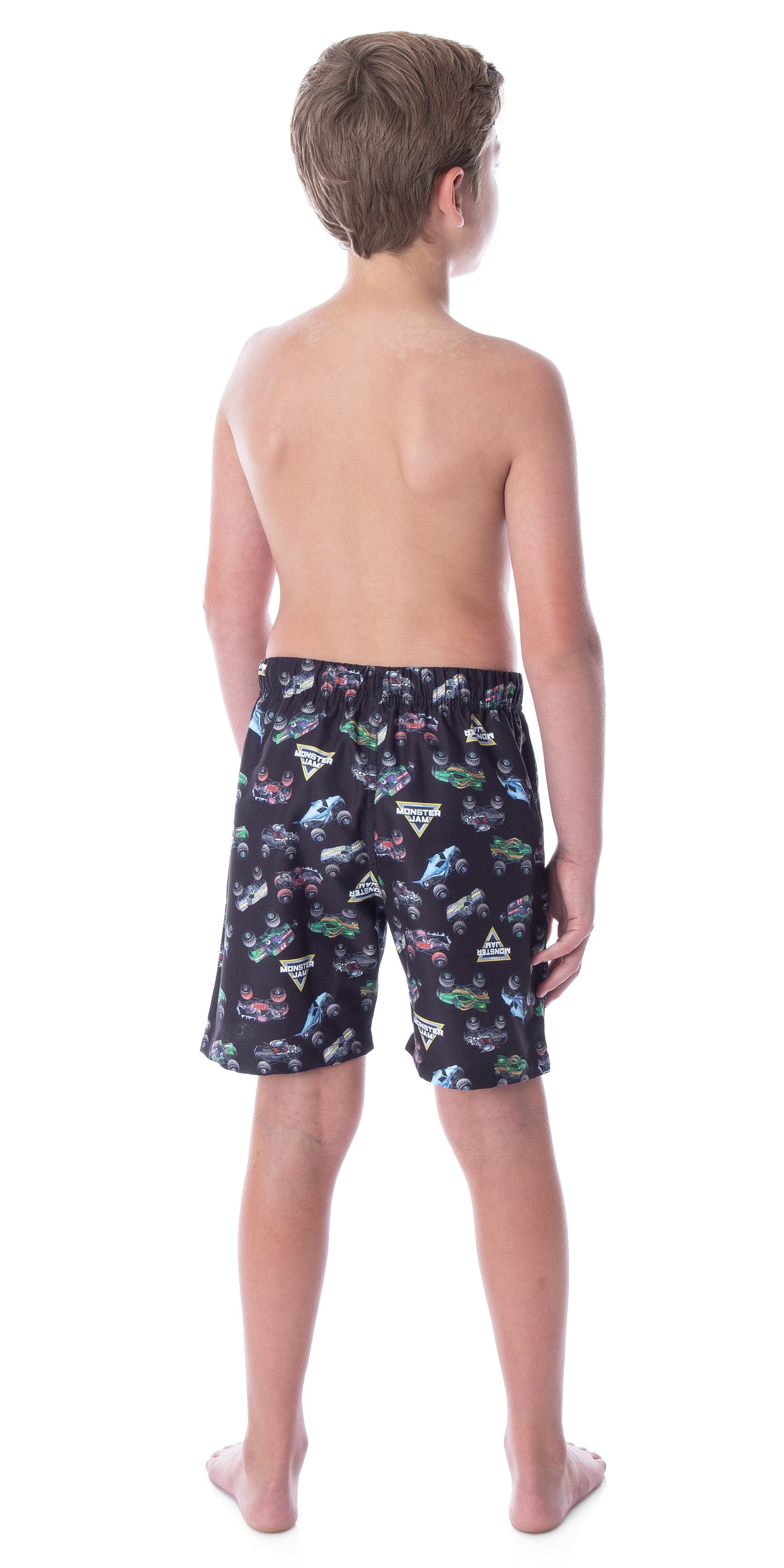 Monster Jam Boys' Dragon Zombie Grave Digger Megalodon Allover Swim Trunks