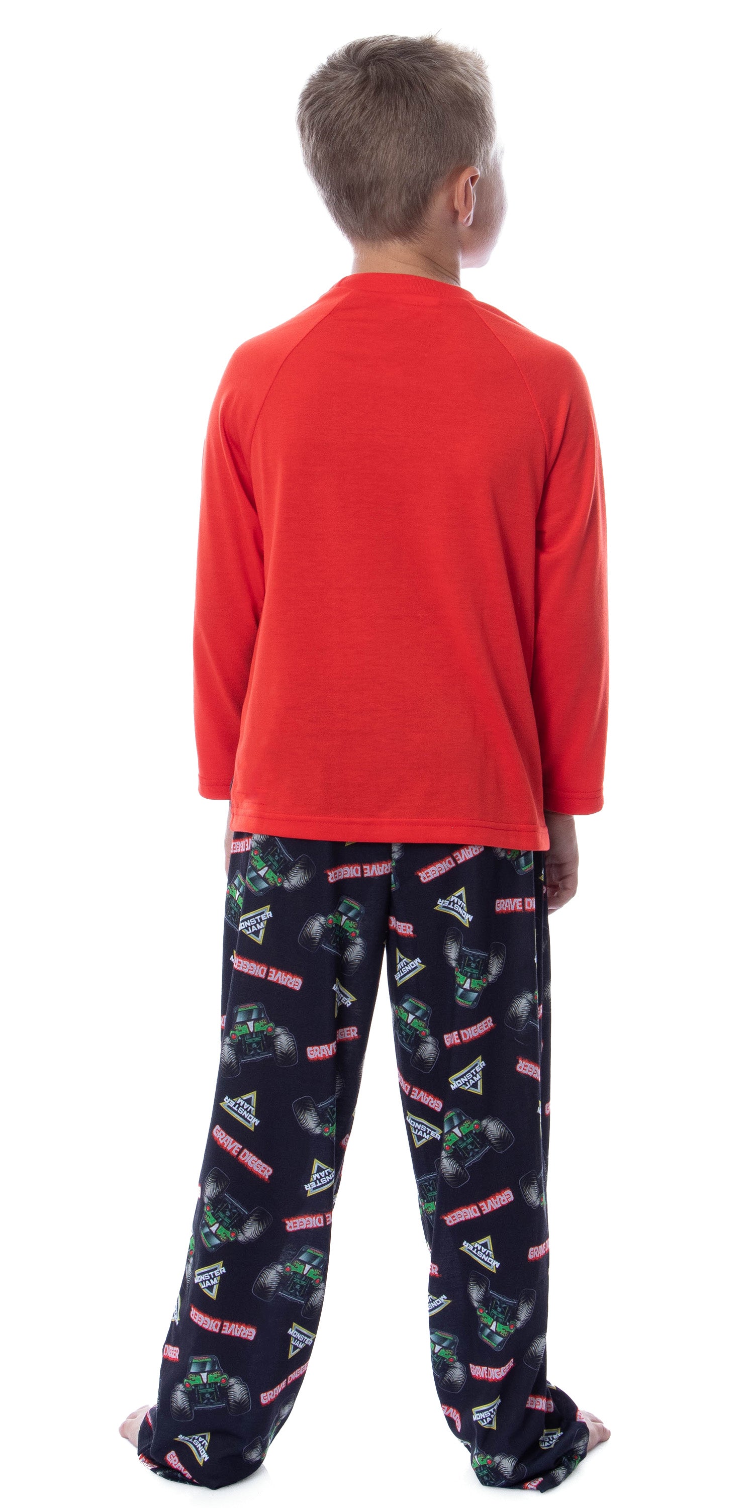 Monster Jam Boys' Grave Digger Raglan Sleep Pajama Set Shirt Pants
