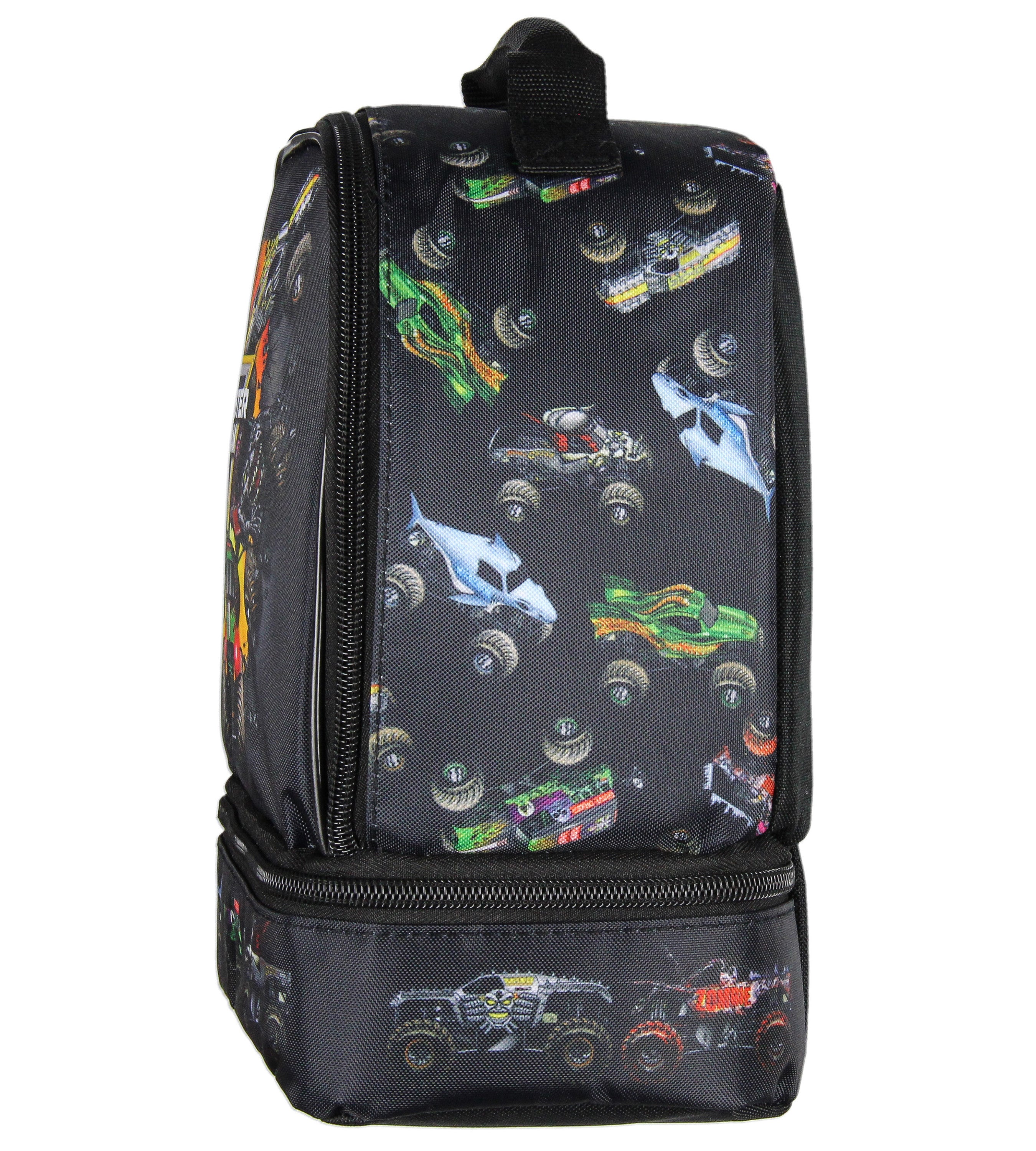 Monster Jam Grave Digger Megalodon Pirate's Curse Dual Compartment Lunch Box Bag