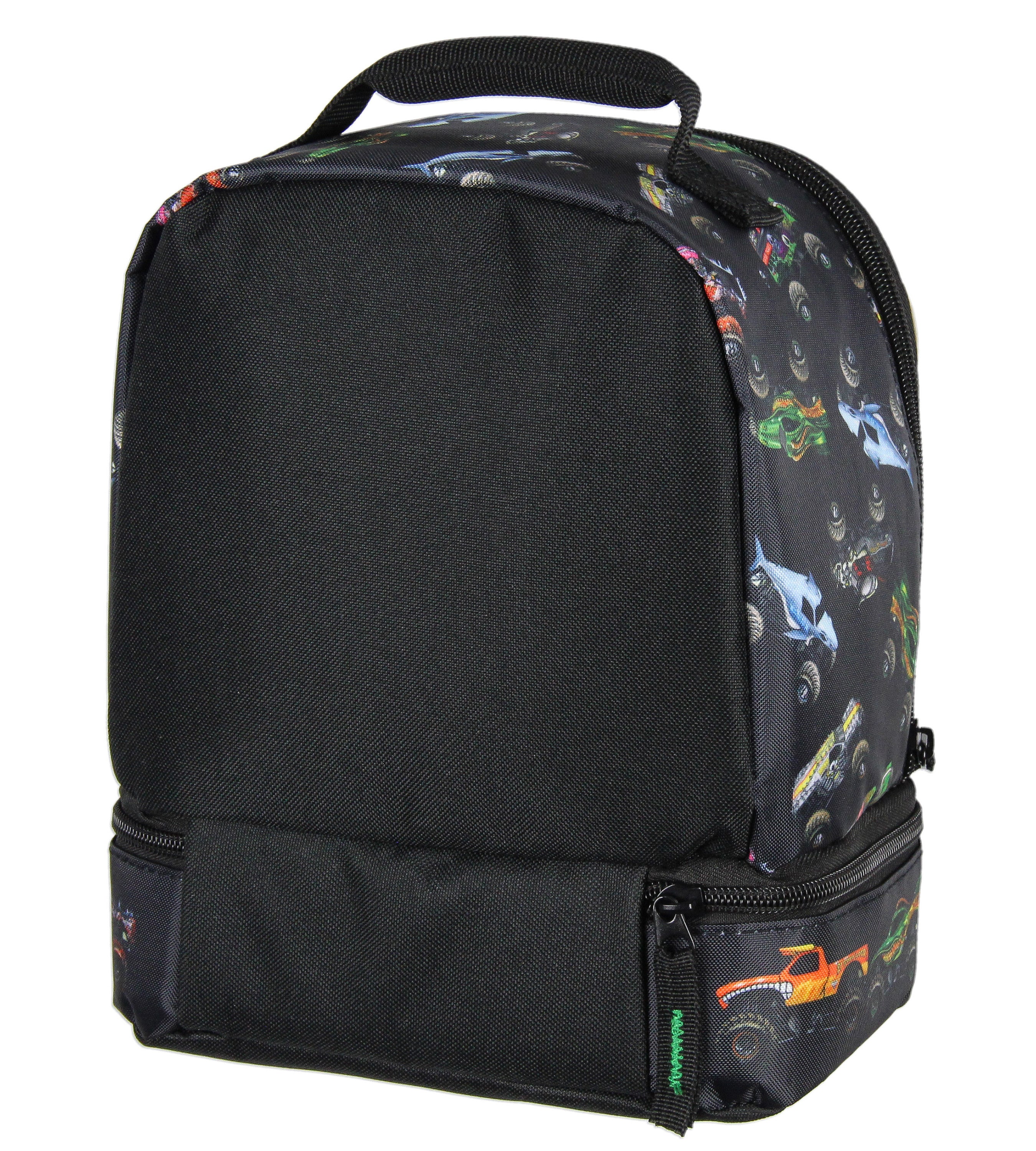 Monster Jam Grave Digger Megalodon Pirate's Curse Dual Compartment Lunch Box Bag