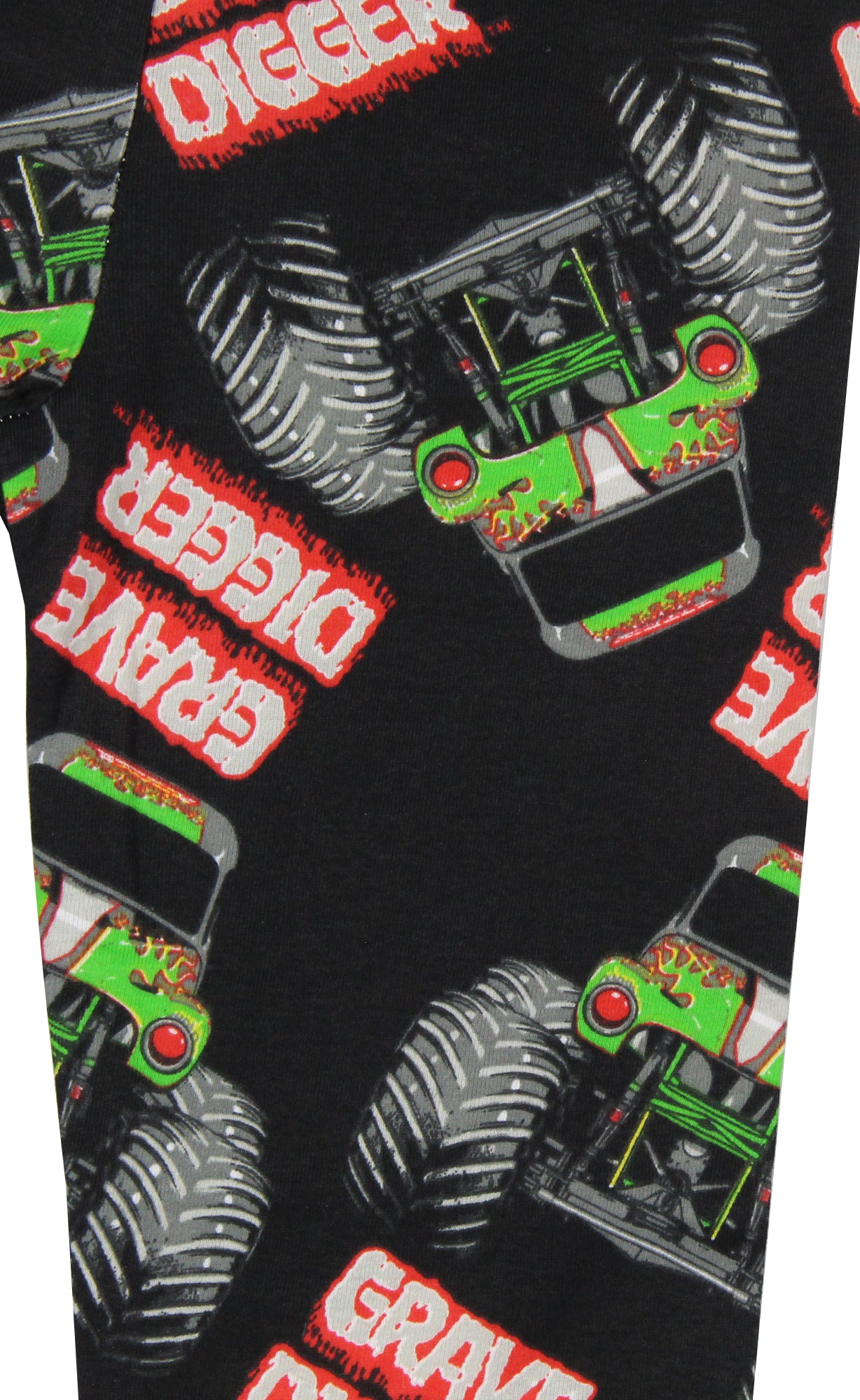 Monster Jam Boys' Truck Long Sleeve Grave Digger Tight Fit Sleep Pajama Set