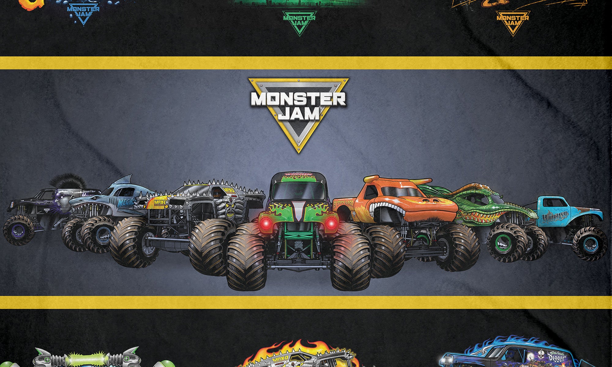 Monster Jam Grave Digger And Company Monster Truck Soft Fleece Plush Throw Blanket
