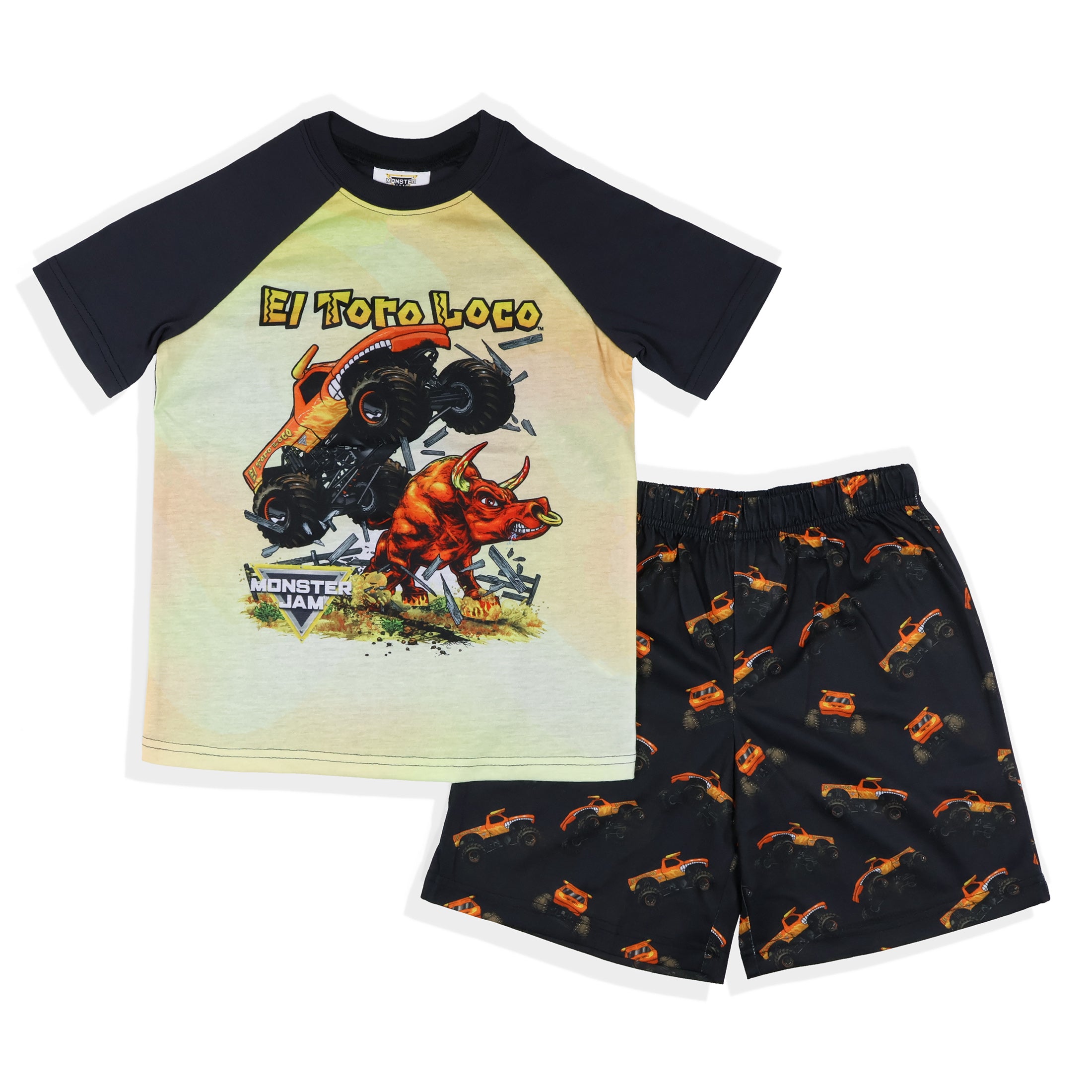 Monster Jam Boys' El Toro Loco Crazy Bull Truck Pajama Shorts 2PC Set