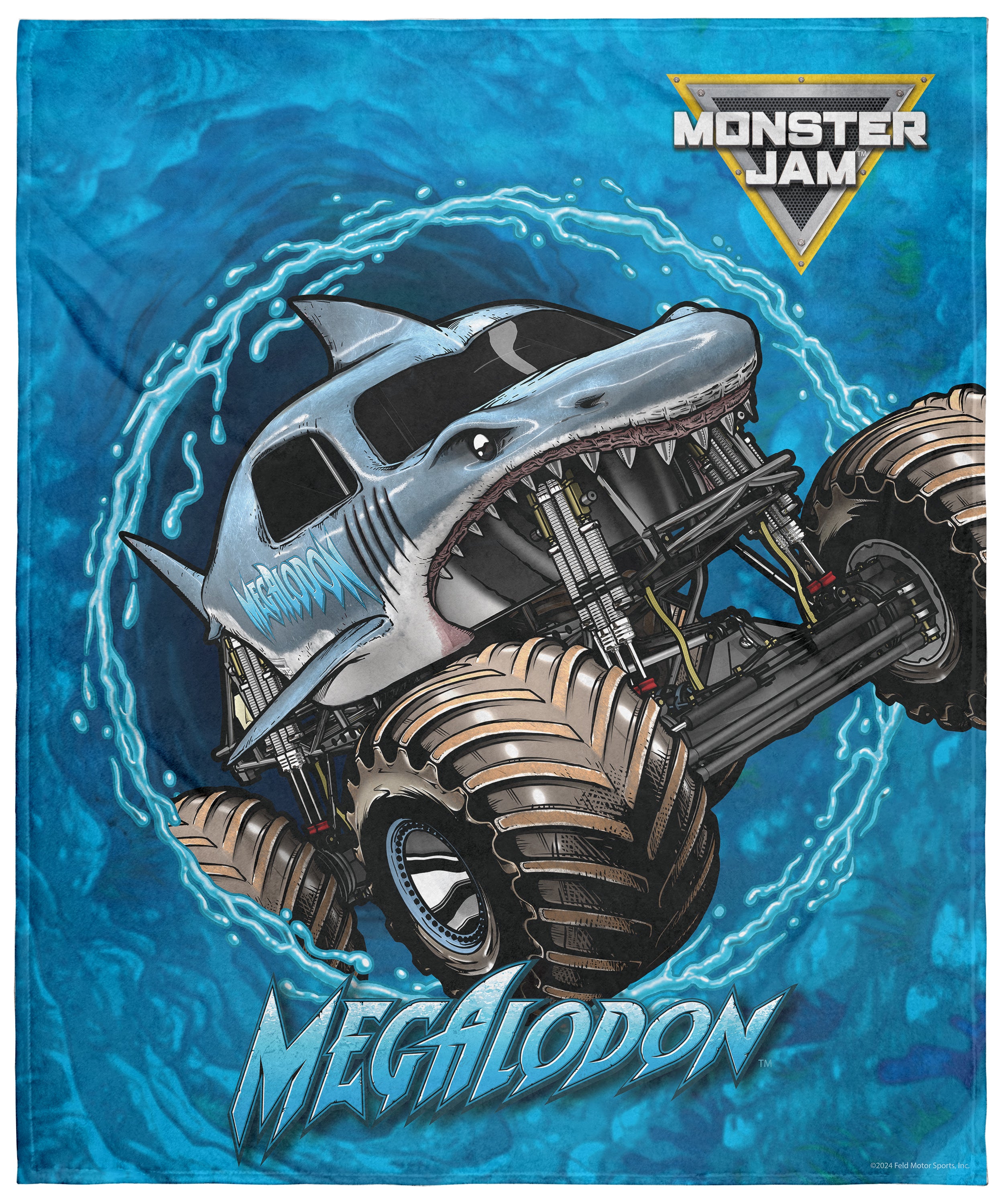 Monster Jam Megalodon Monster Truck Soft Fleece Plush Throw Blanket